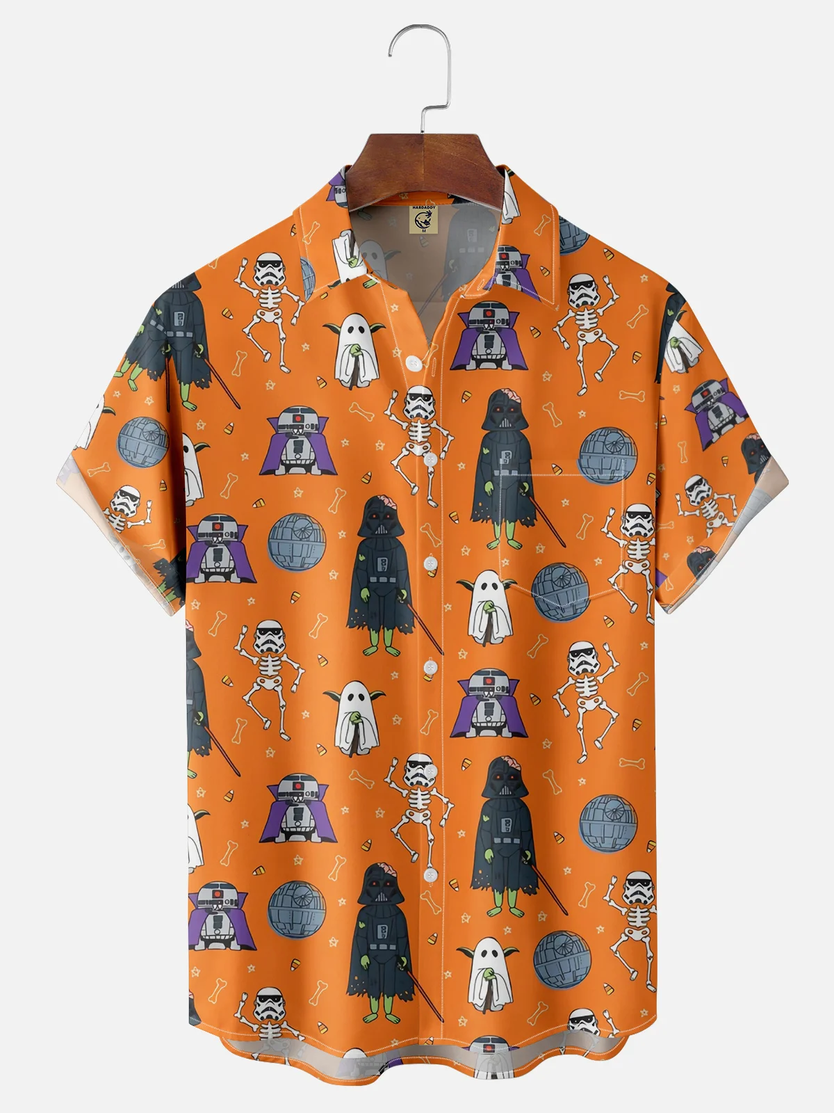 Moisture Wicking Halloween Chest Pocket Hawaiian Shirt