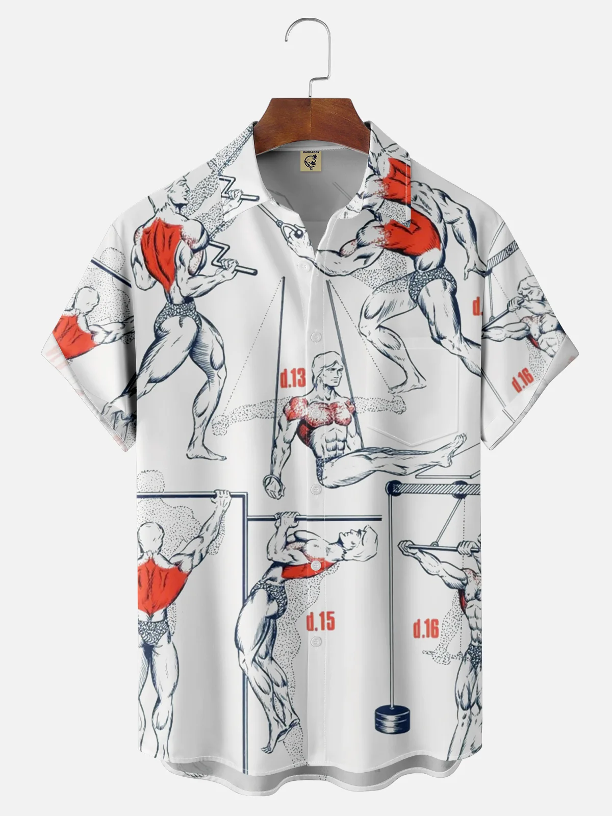 Moisture-wicking Fitness Muscle Body Chest Pocket Hawaiian Shirt