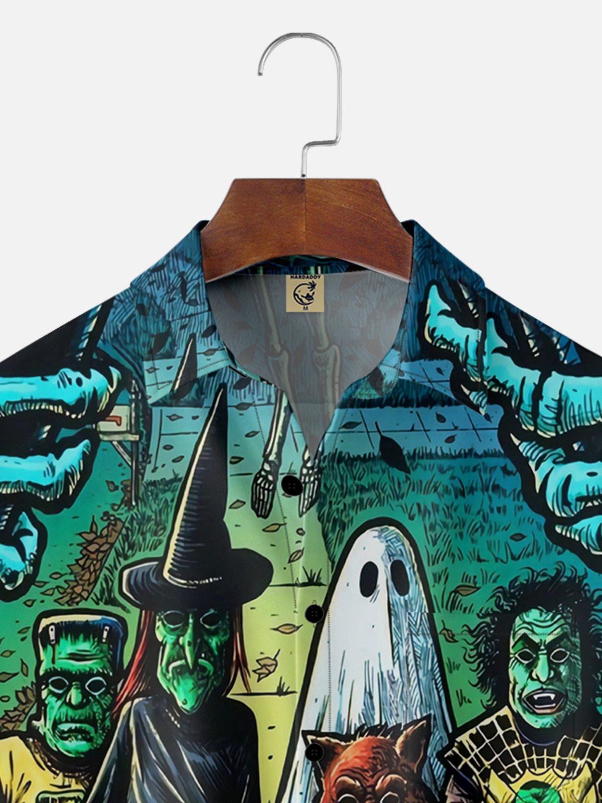 Moisture Wicking Halloween Ghost Chest Pocket Hawaiian Shirt