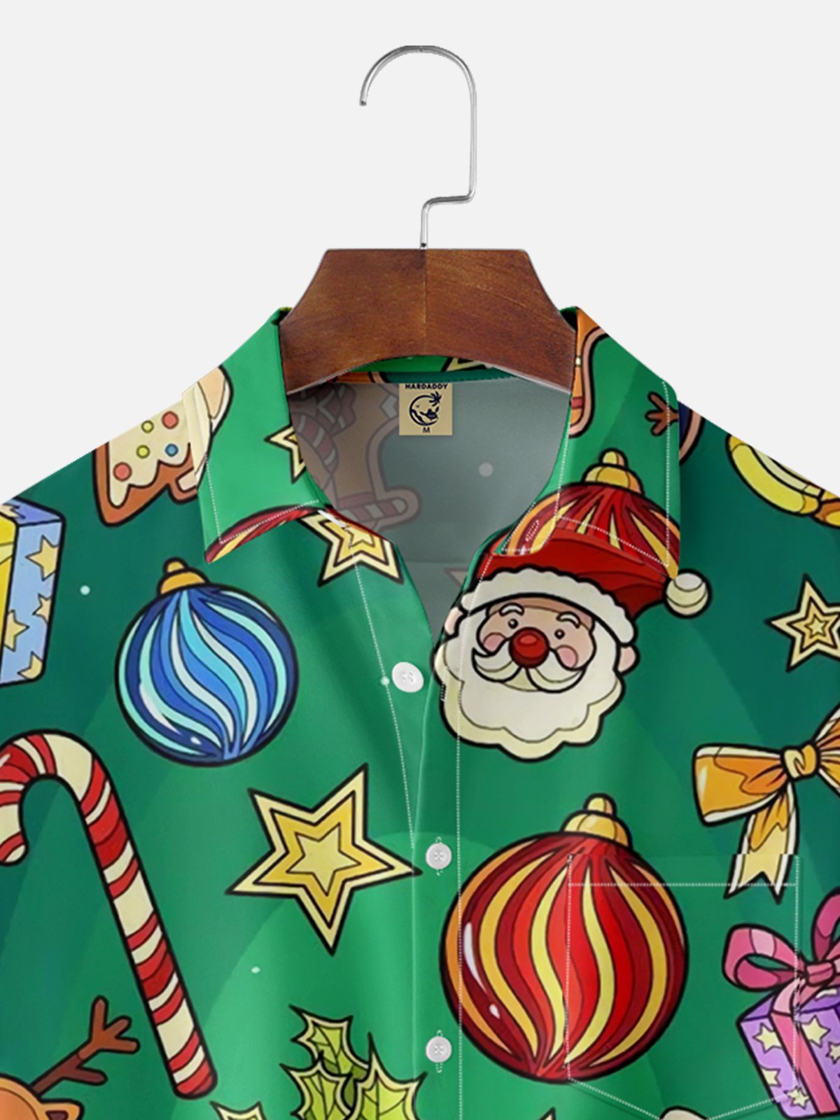 Moisture-wicking Christmas Art Print Chest Pocket Hawaiian Shirt