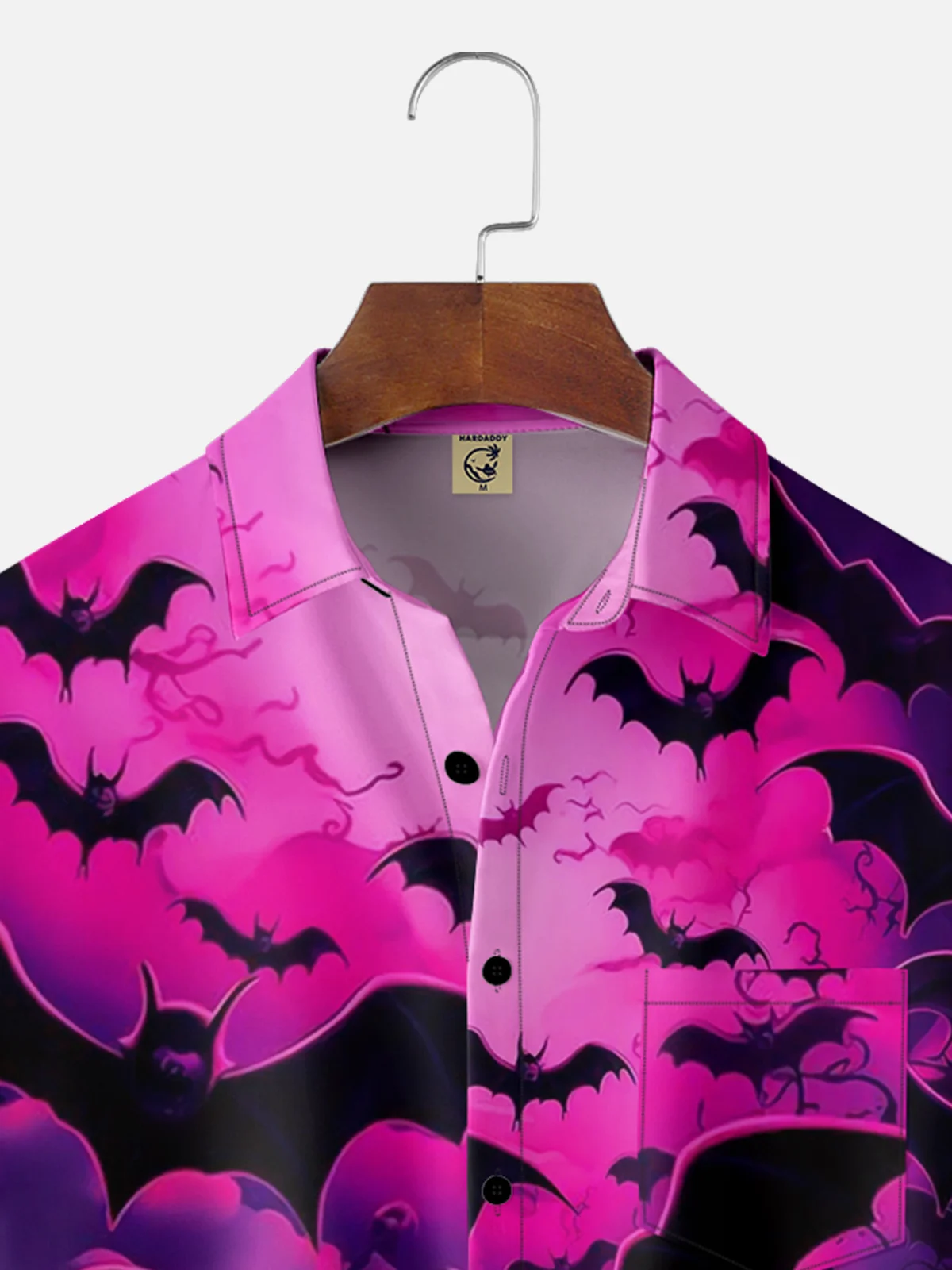 Moisture-wicking Halloween Bat Painting Chest Pocket Hawaiian Shirt