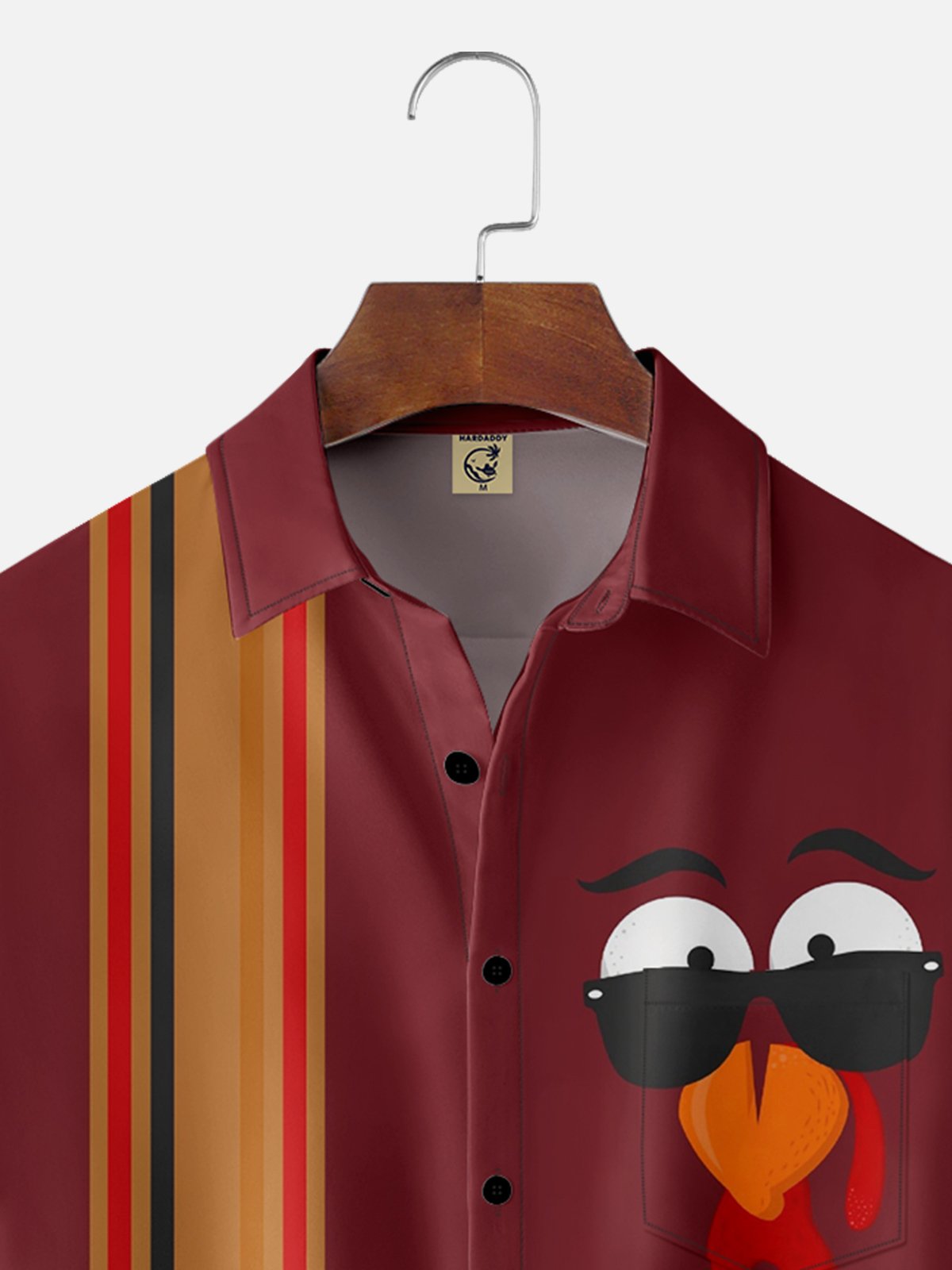 Moisture Wicking Thanksgiving Turkey Chest Pocket Hawaiian Bowling Shirt