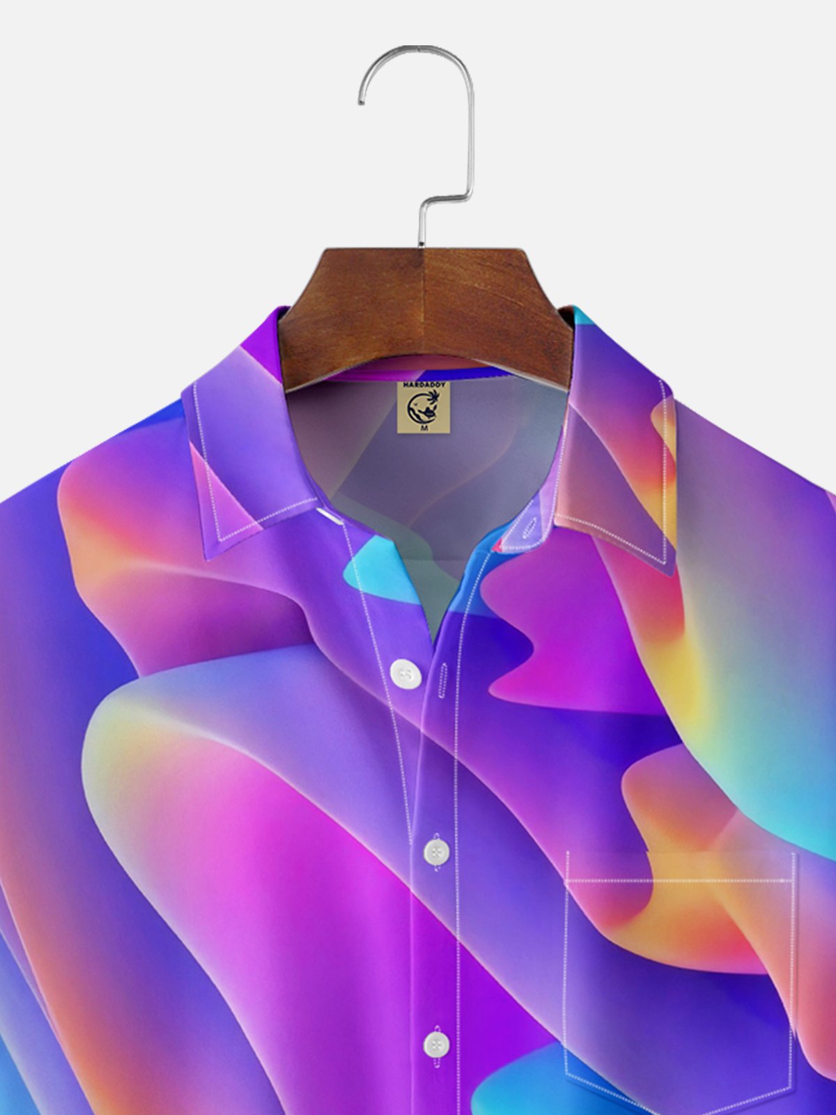 Moisture-wicking Abstract Gradient Stripes Chest Pocket Hawaiian Shirt