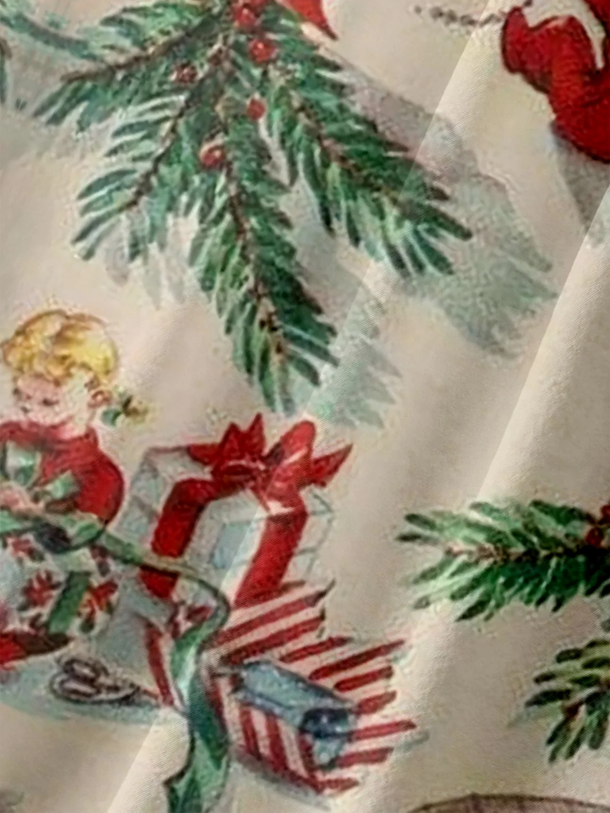 Moisture-wicking Christmas Vintage Illustration Chest Pocket Hawaiian Shirt