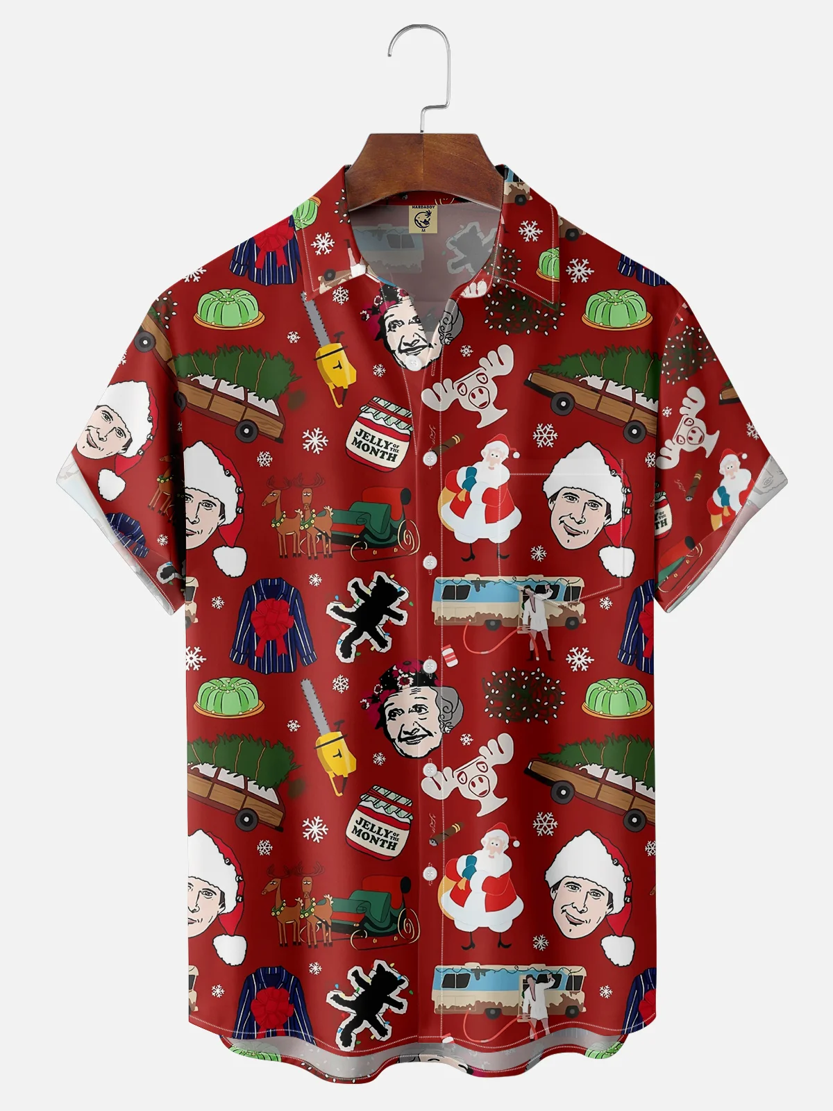 Moisture Wicking Christmas Chest Pocket Hawaiian Shirt