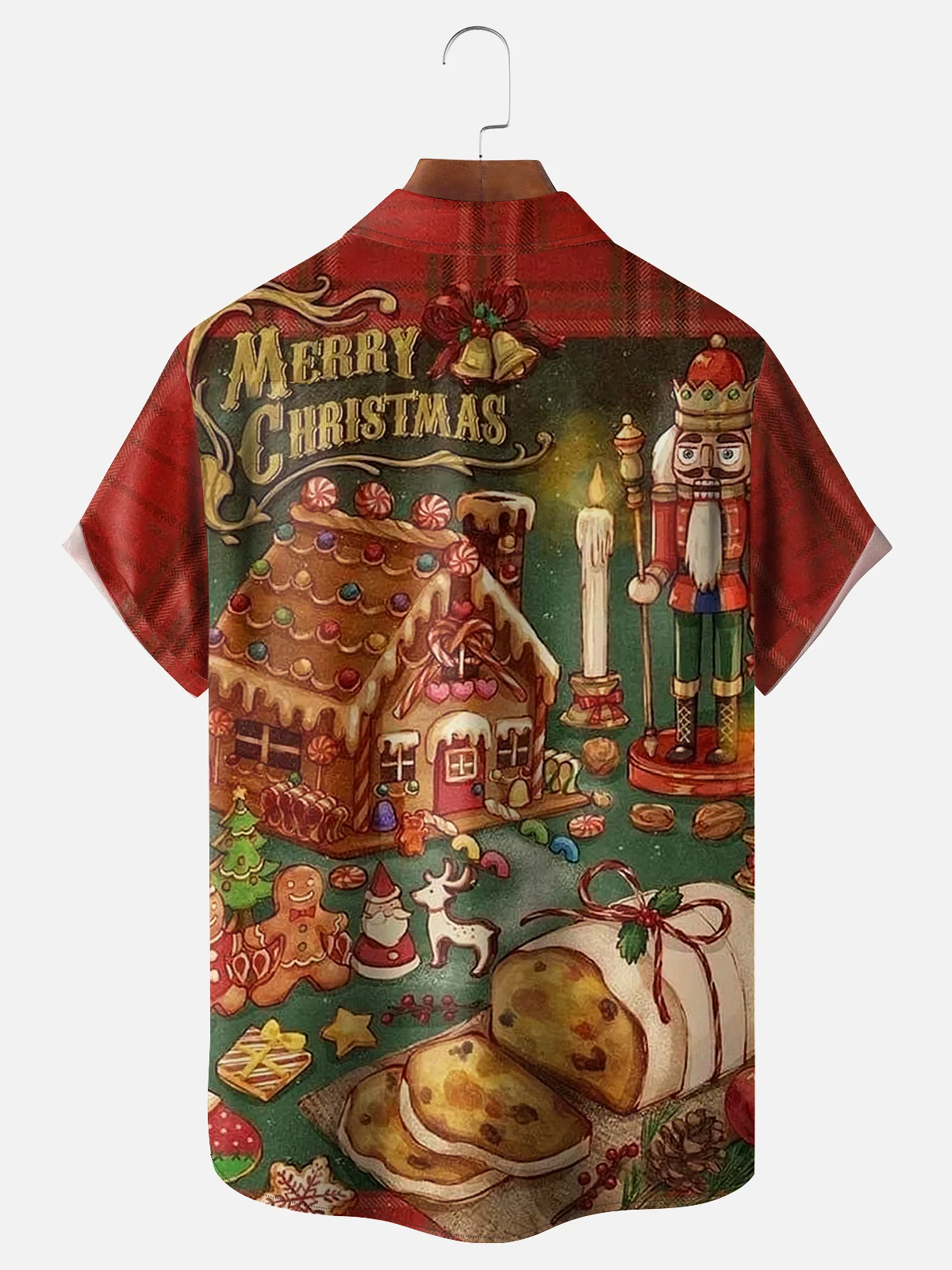 Moisture-wicking Merry Christmas Retro Illustration Chest Pocket Hawaiian Shirt