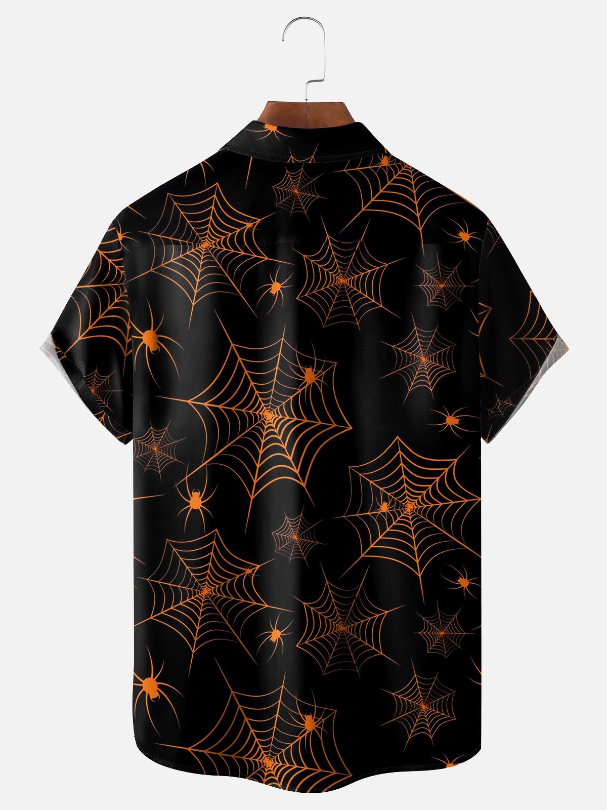 Moisture Wicking Halloween Spider Web Chicken Chest Pocket Hawaiian Shirt