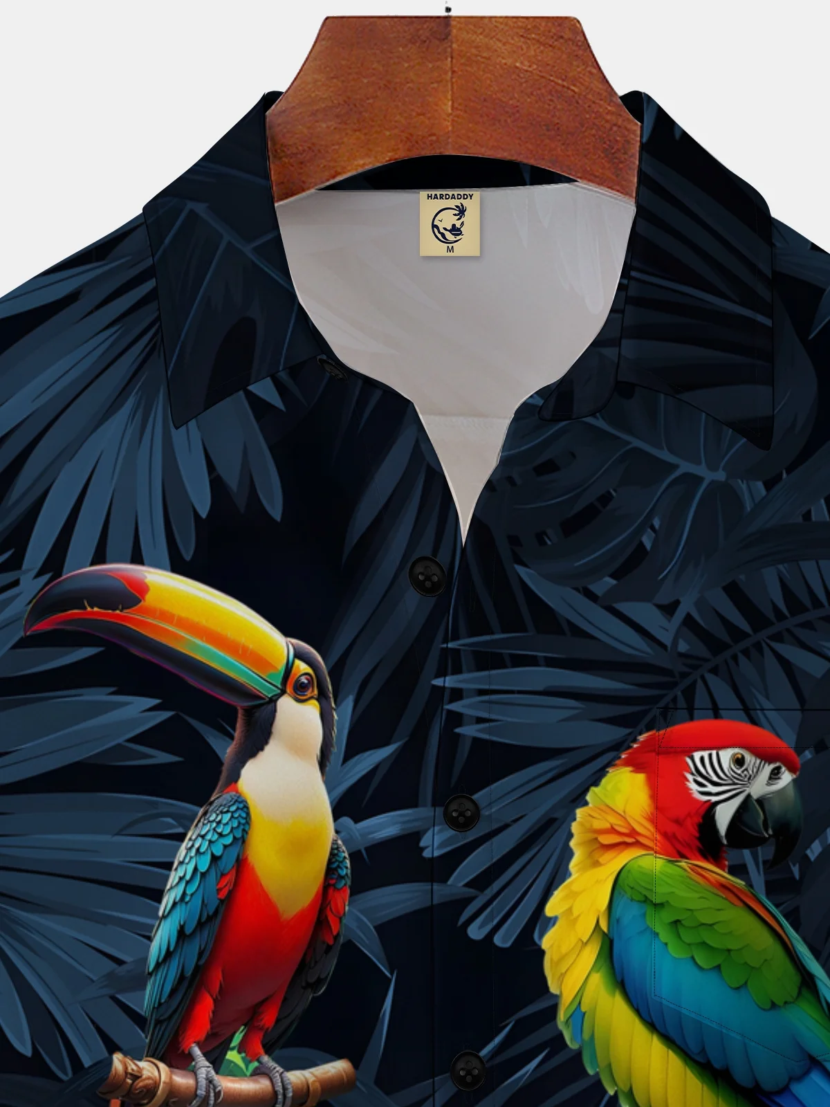 Moisture-wicking Bird Art Painting Chest Pocket Hawaiian Shirt