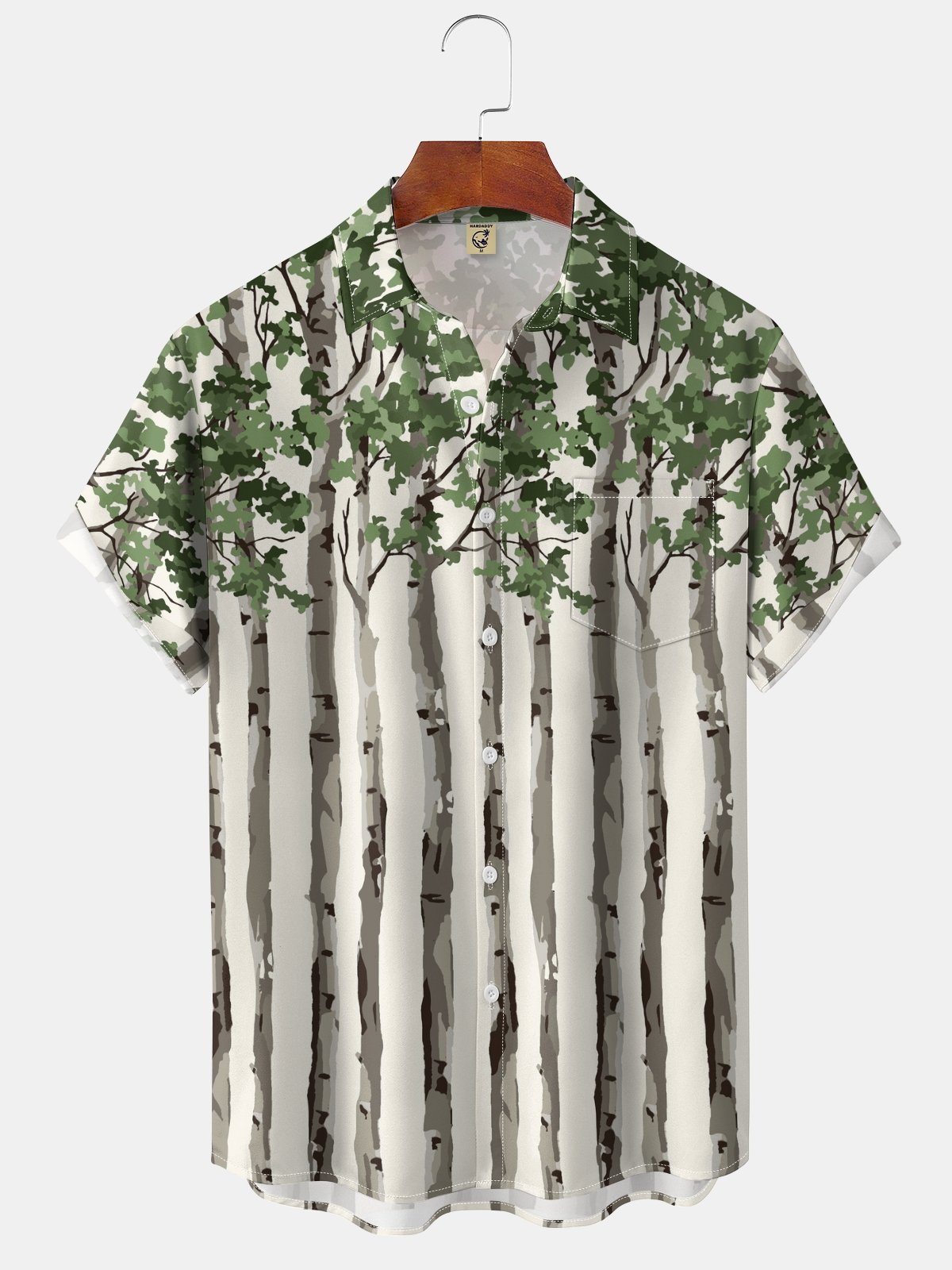 Moisture-wicking Tree Art Abstract Chest Pocket Hawaiian Shirt