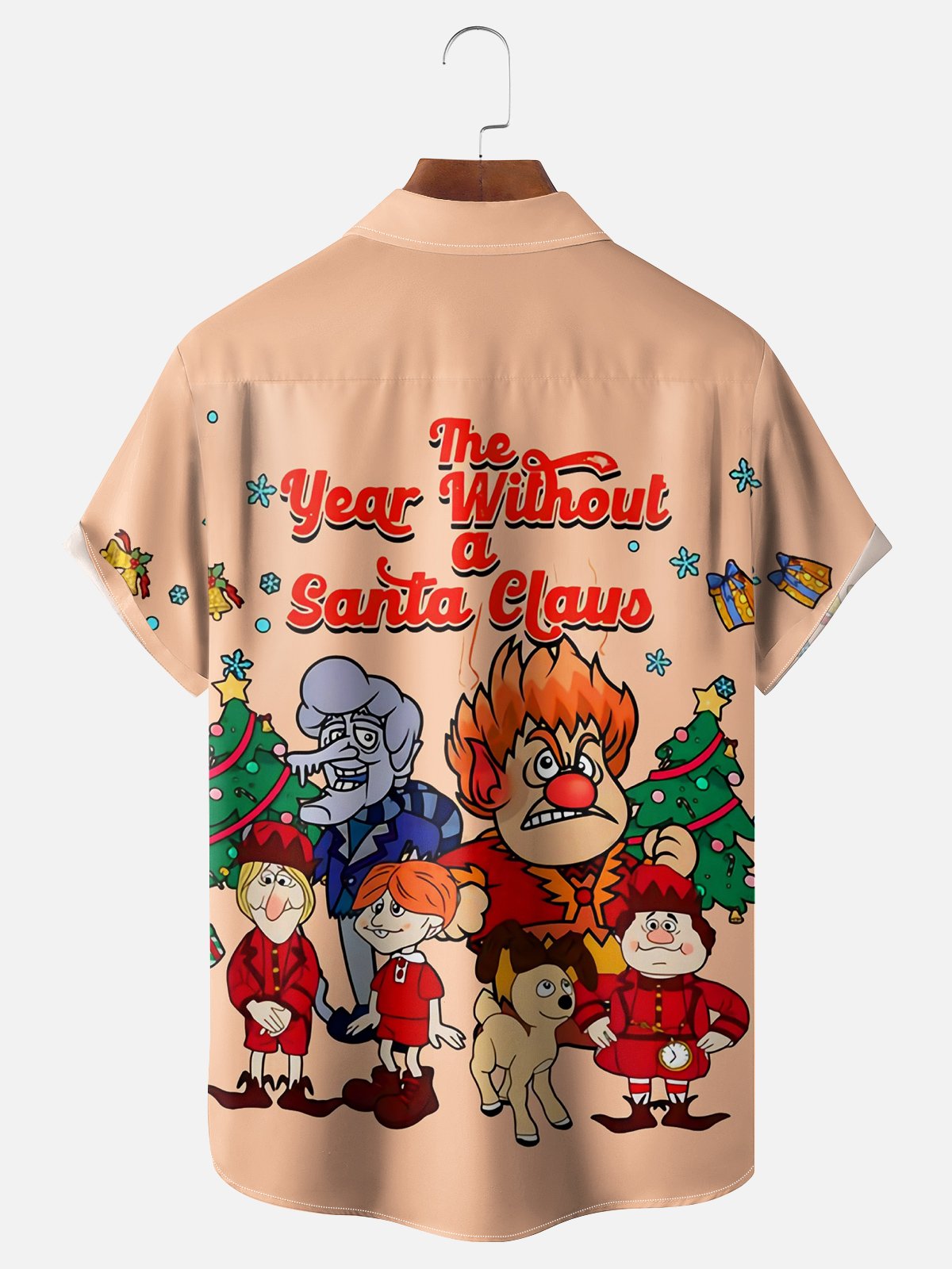 Moisture-wicking Christmas Santa Claus Chest Pocket Casual Shirt