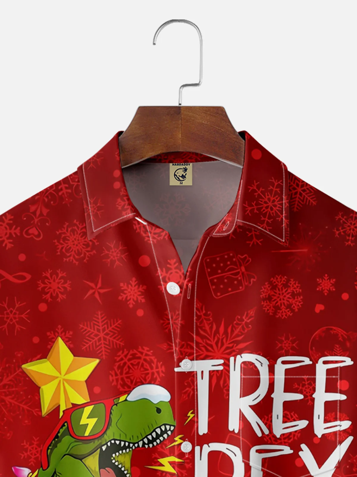 Moisture-wicking Christmas Rex Dinosaur Chest Pocket Casual Shirt