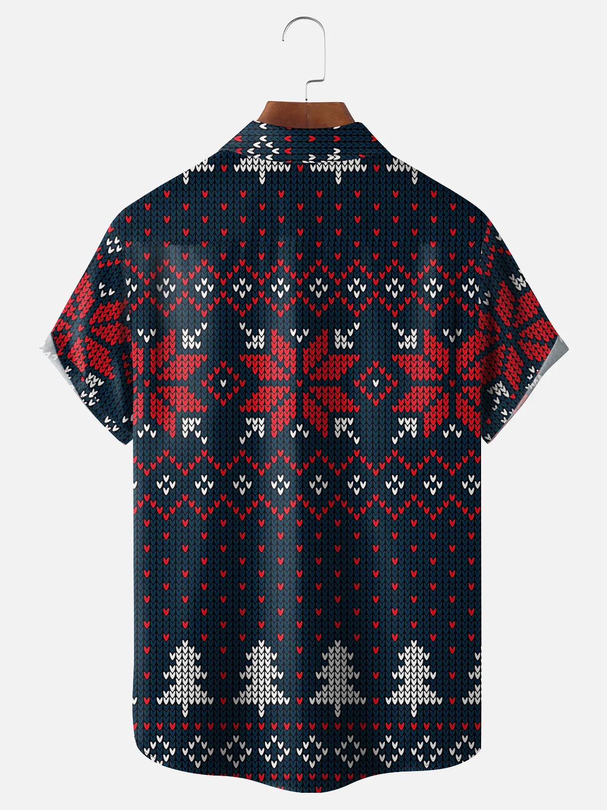 Moisture-wicking Christmas Fair Isle Pattern Chest Pocket Ugly Shirt