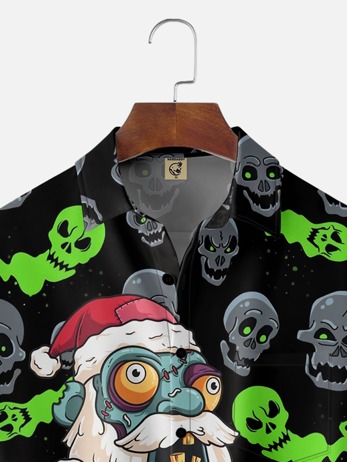 Moisture-wicking Christmas Halloween Santa Ghost Chest Pocket Casual Shirt