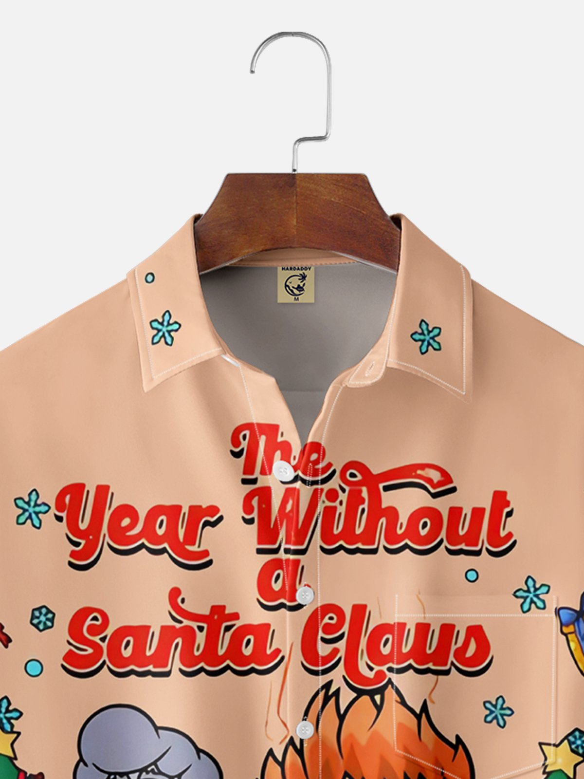 Moisture-wicking Christmas Santa Claus Chest Pocket Casual Shirt