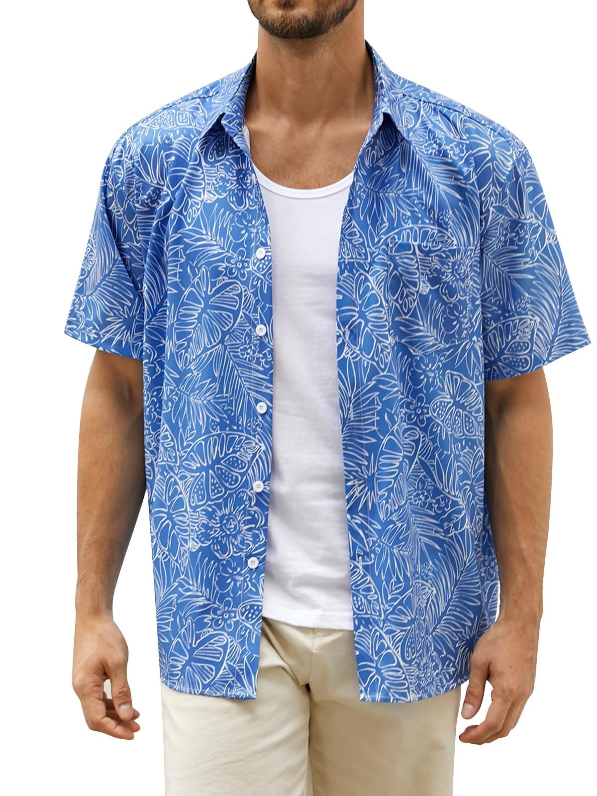 Hardaddy Men's Hawaiian Shirt Short Sleeves Tropical Beach Casual Button Down Shirts