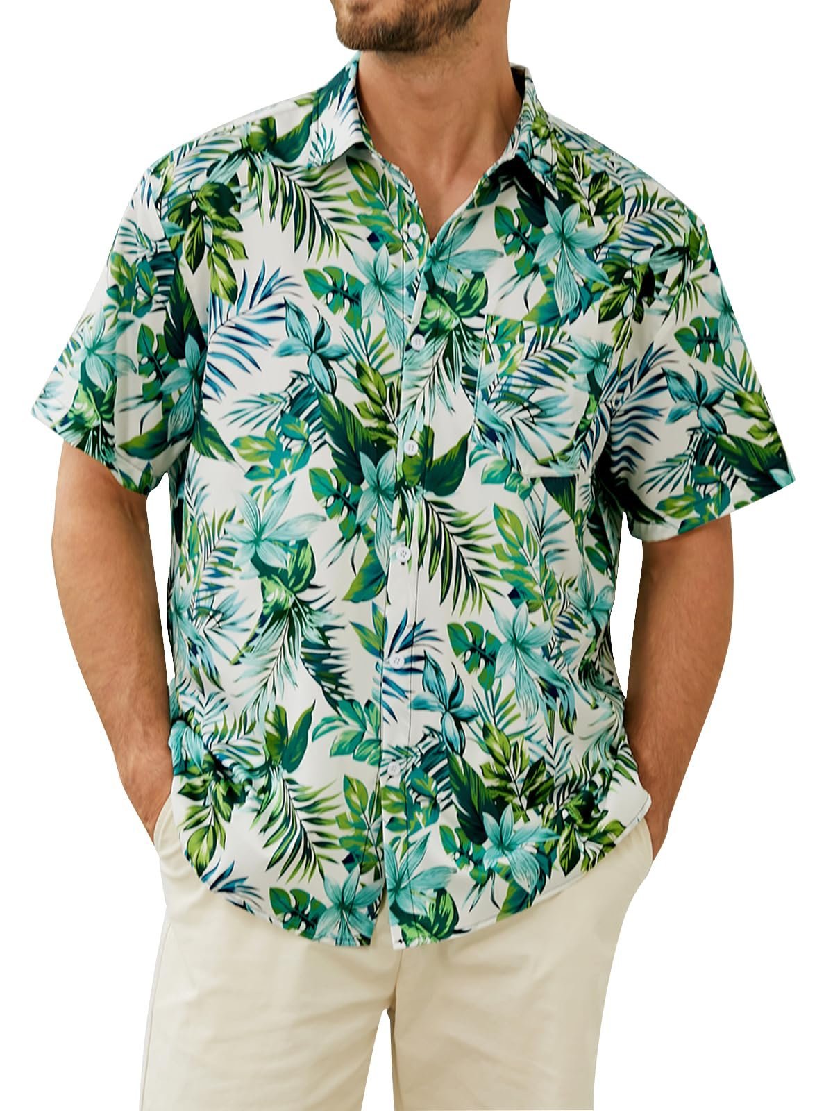 Hardaddy Men's Hawaiian Shirt Short Sleeves Tropical Beach Casual Button Down Shirts