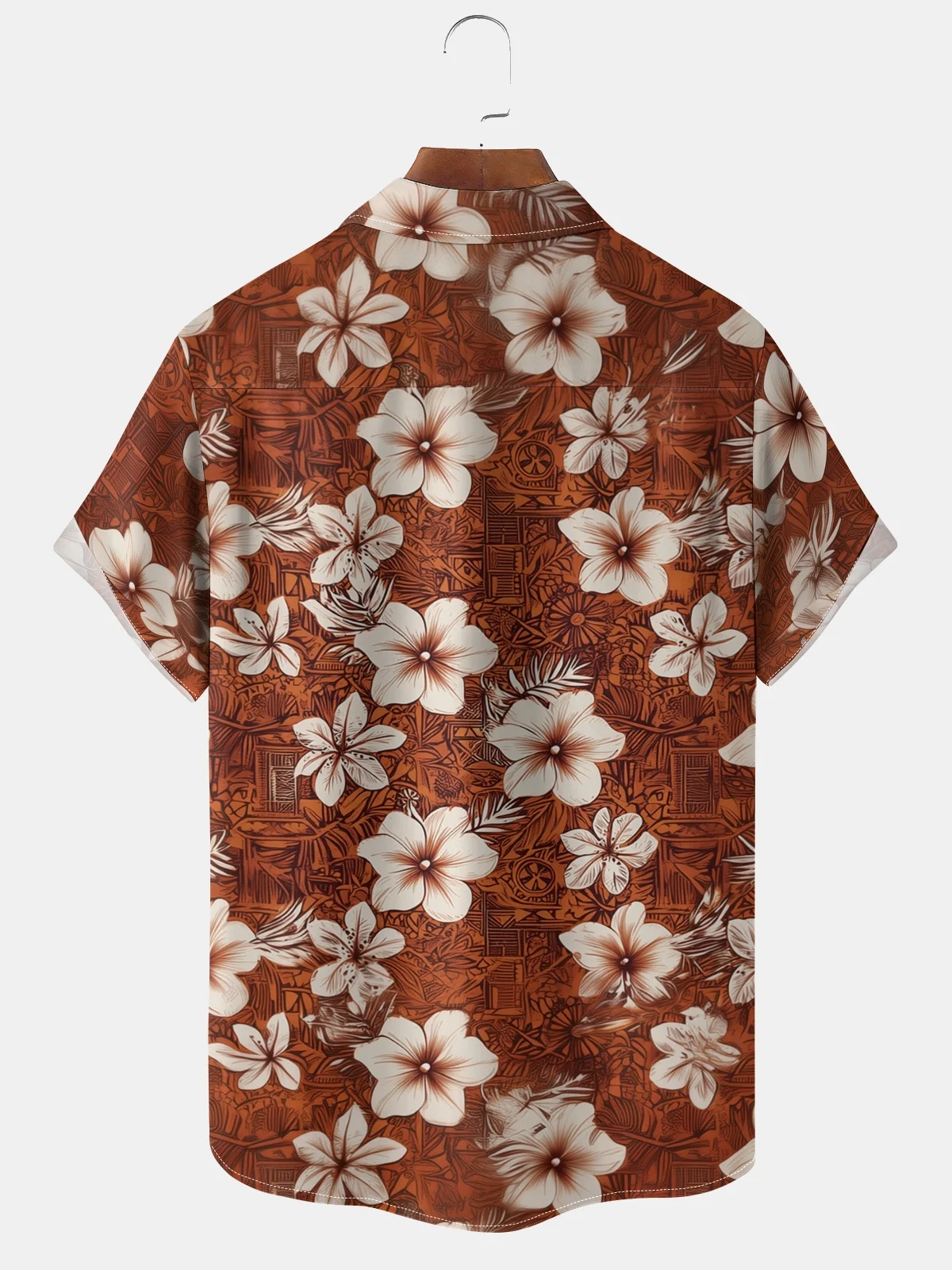 Moisture-wicking Art Floral Print Chest Pocket Hawaiian Shirt