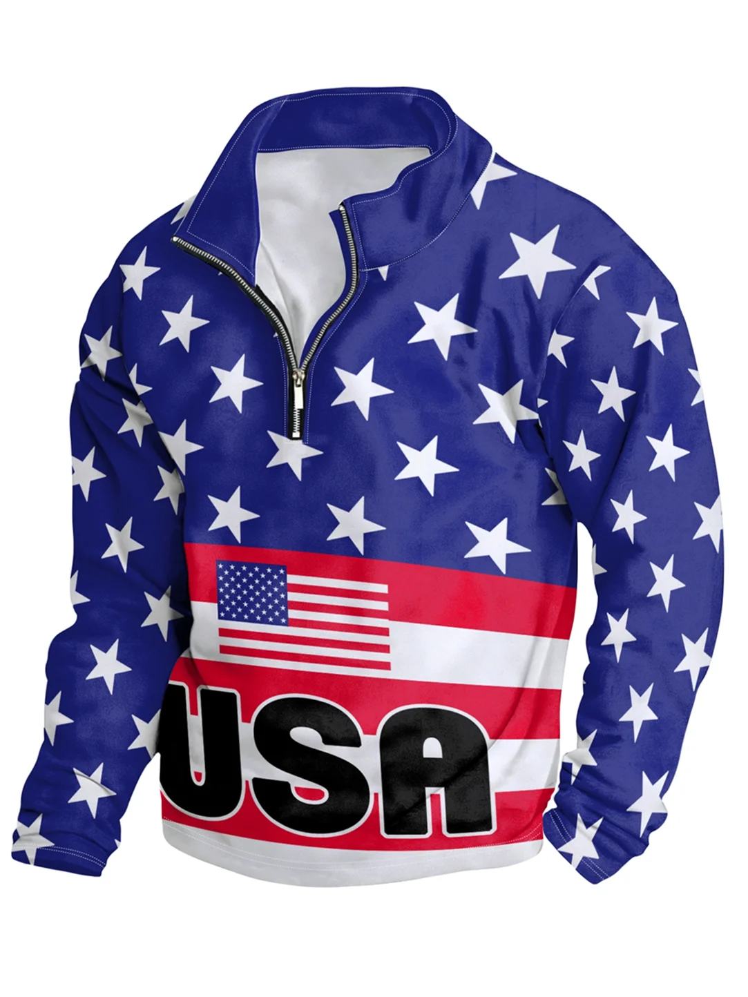 Artistic American Flag Half-zip Pullover Sweatshirt