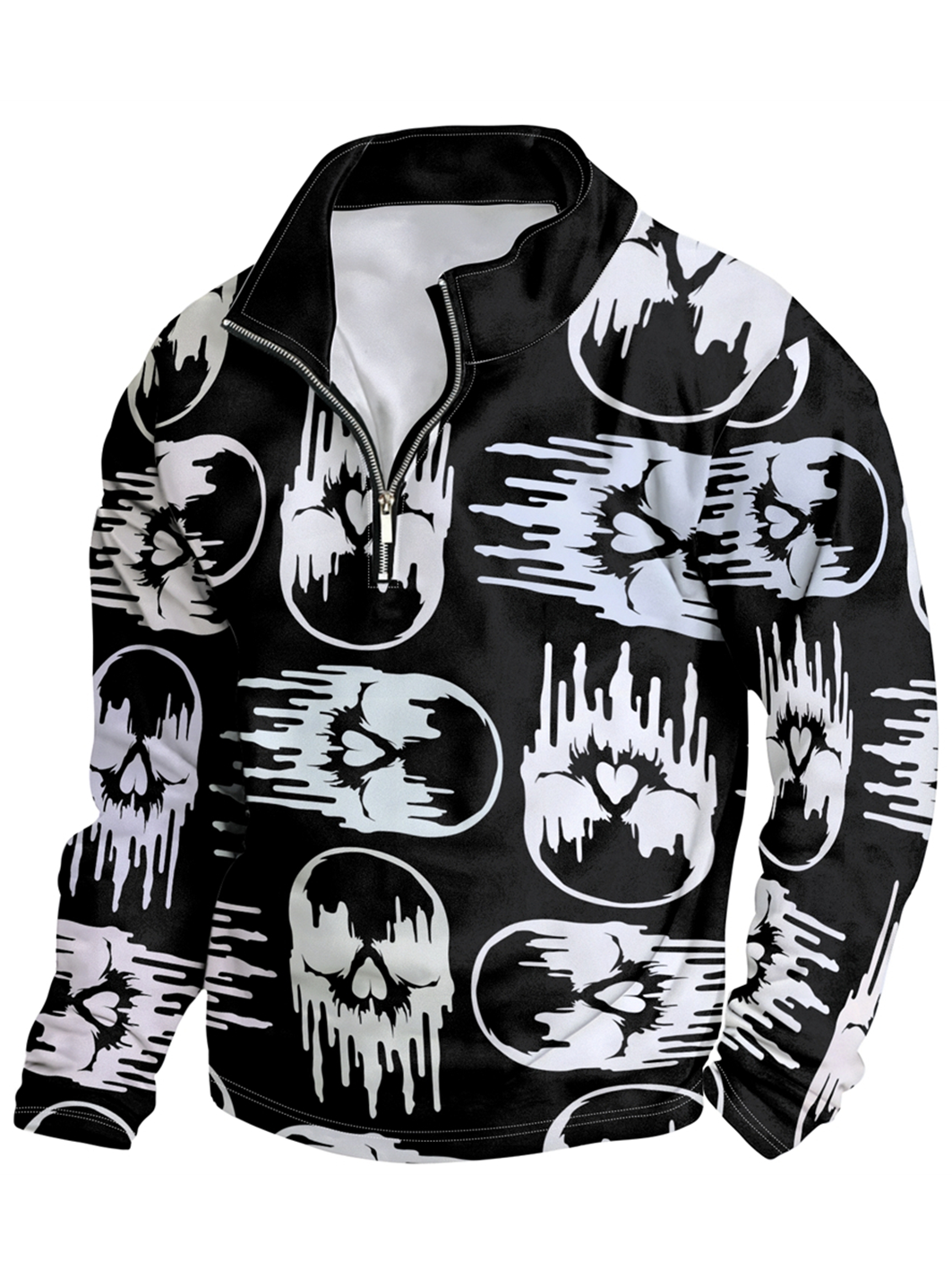 Halloween Abstract Skull Half-zip Pullover Sweatshirt