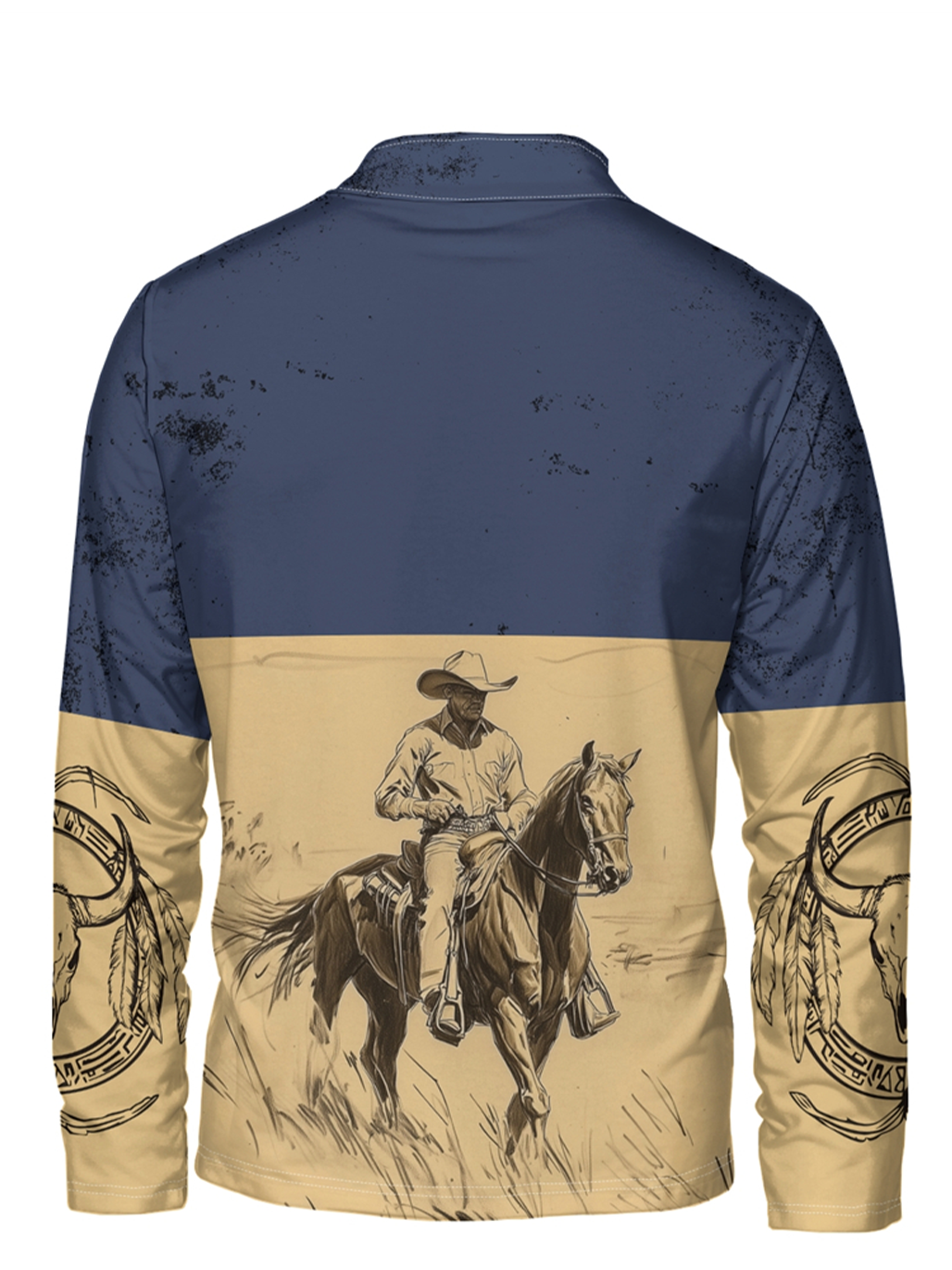 Colorblock Wild West Cowboy Half-zip Pullover Sweatshirt