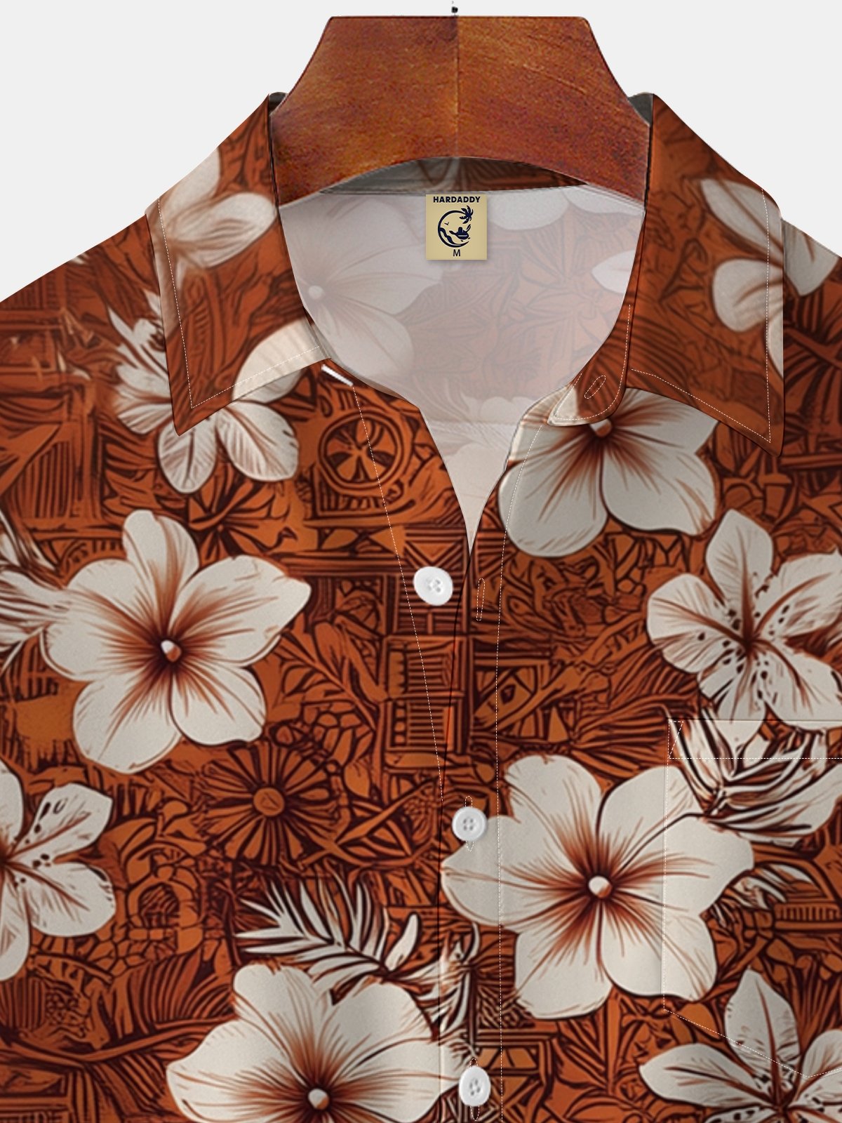 Moisture-wicking Art Floral Print Chest Pocket Hawaiian Shirt