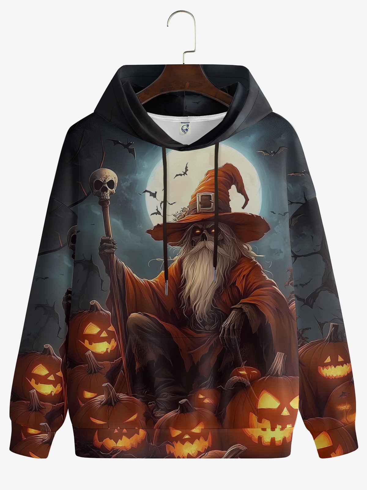 Halloween Pumpkin Skeleton Wizard Hoodie Sweatshirt