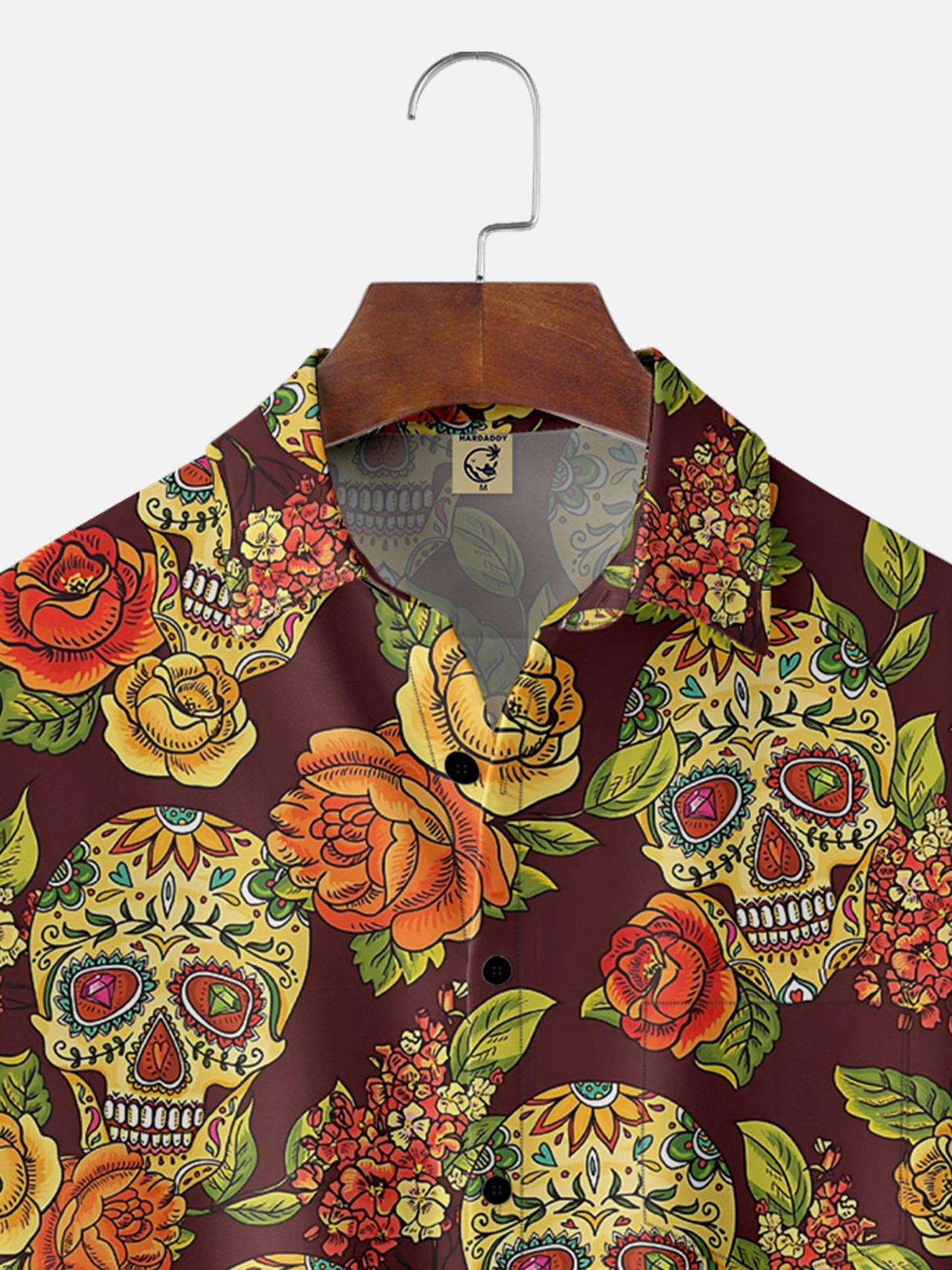 Hardaddy Moisture-wicking Day of the Dead Skull Chest Pocket Casual Shirt