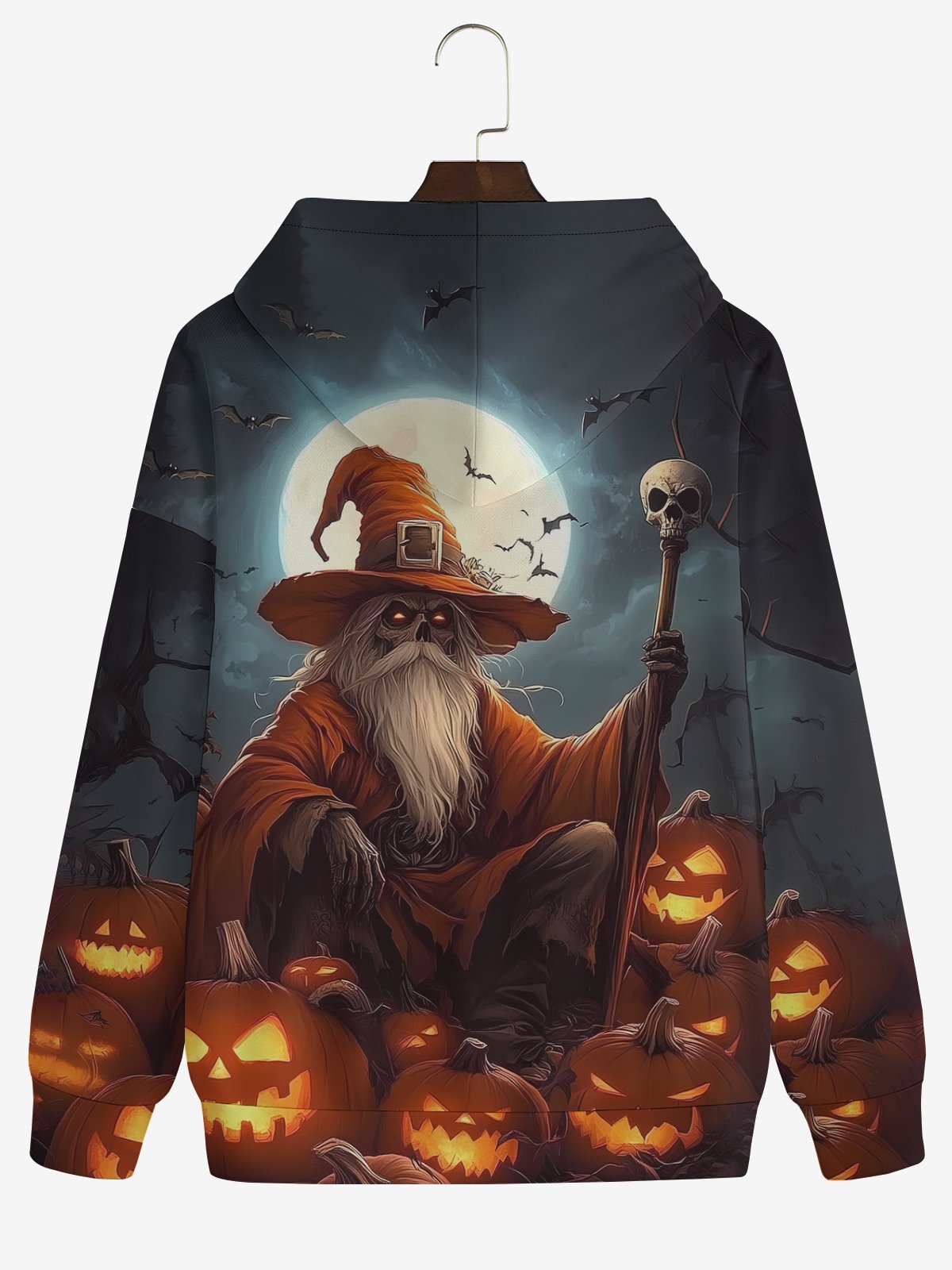 Halloween Pumpkin Skeleton Wizard Hoodie Sweatshirt