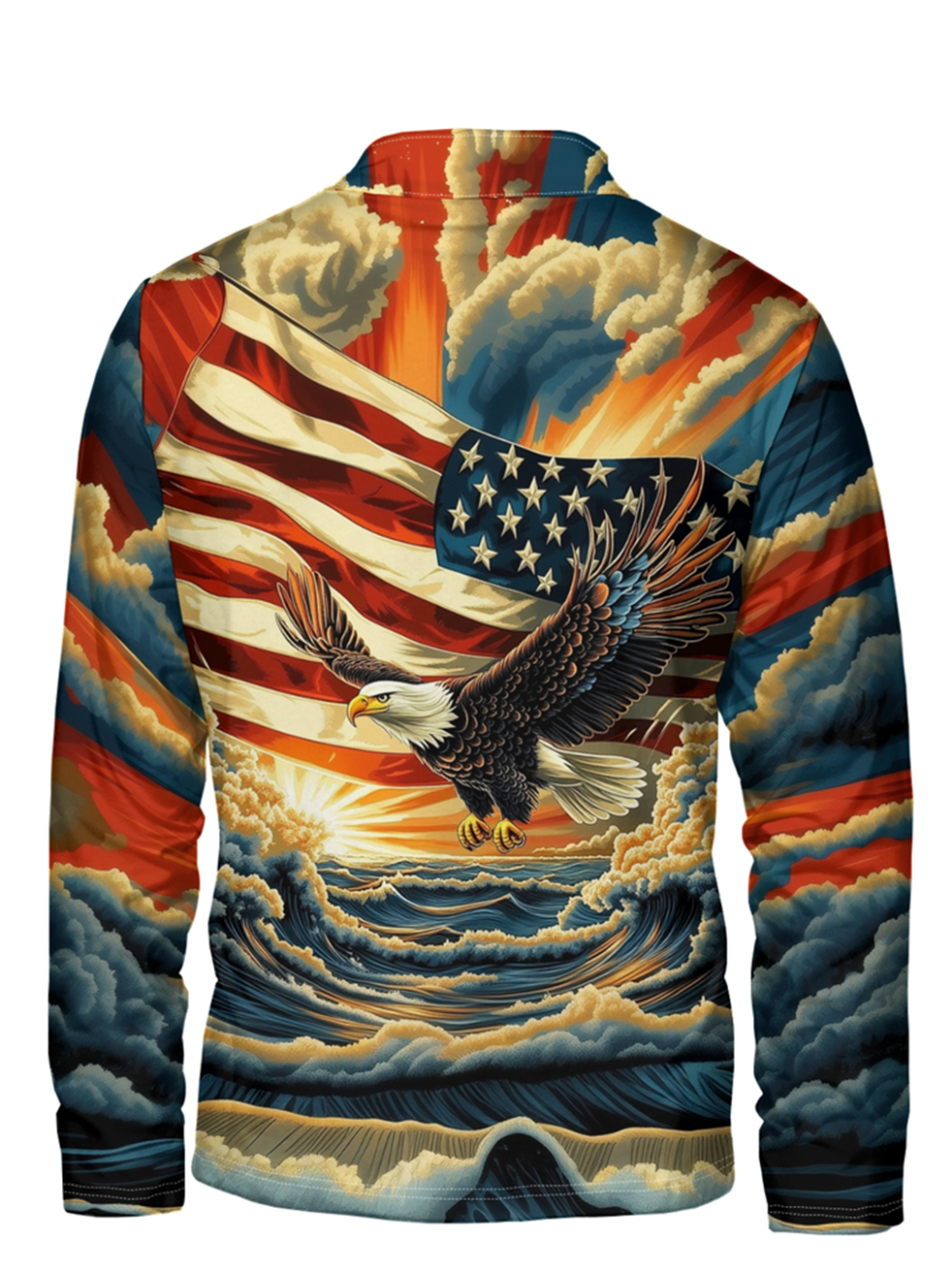 American Flag and Bald Eagle Half-zip Pullover Sweatshirt