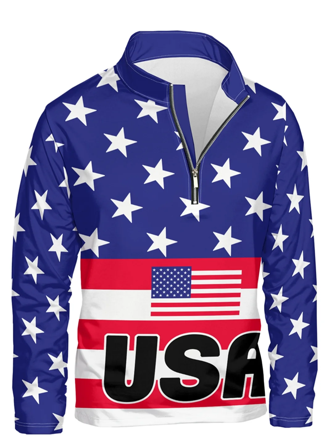 Artistic American Flag Half-zip Pullover Sweatshirt