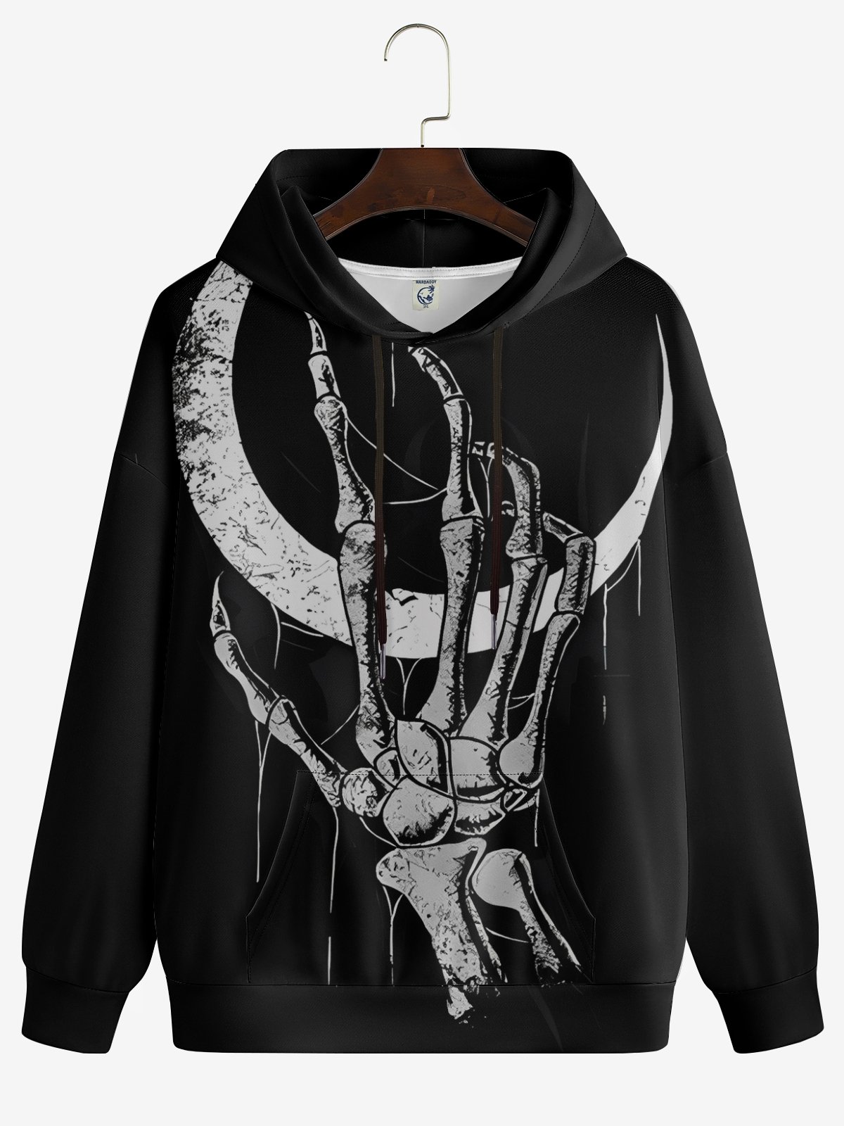 Halloween Skeleton Hand Picking the Moon Hoodie Sweatshirt