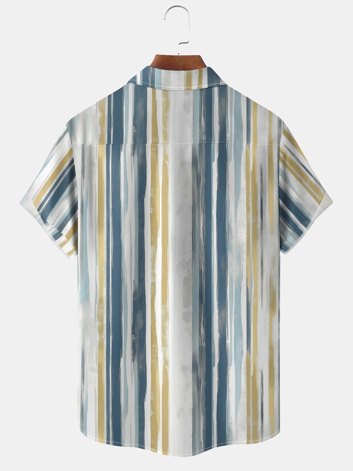 Moisture-wicking Art Stripe Abstract Print Chest Pocket Hawaiian Shirt