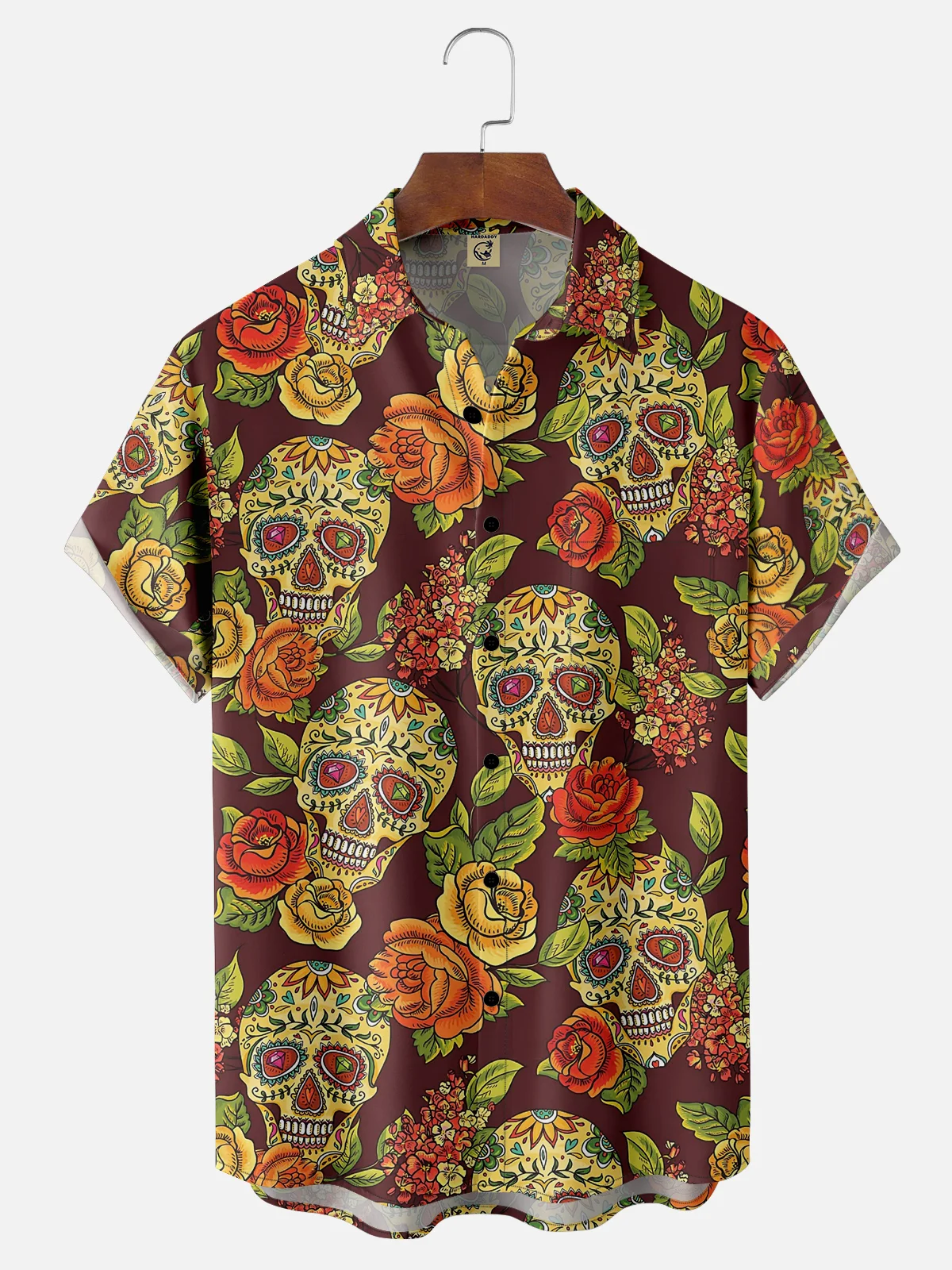 Hardaddy Moisture-wicking Day of the Dead Skull Chest Pocket Casual Shirt