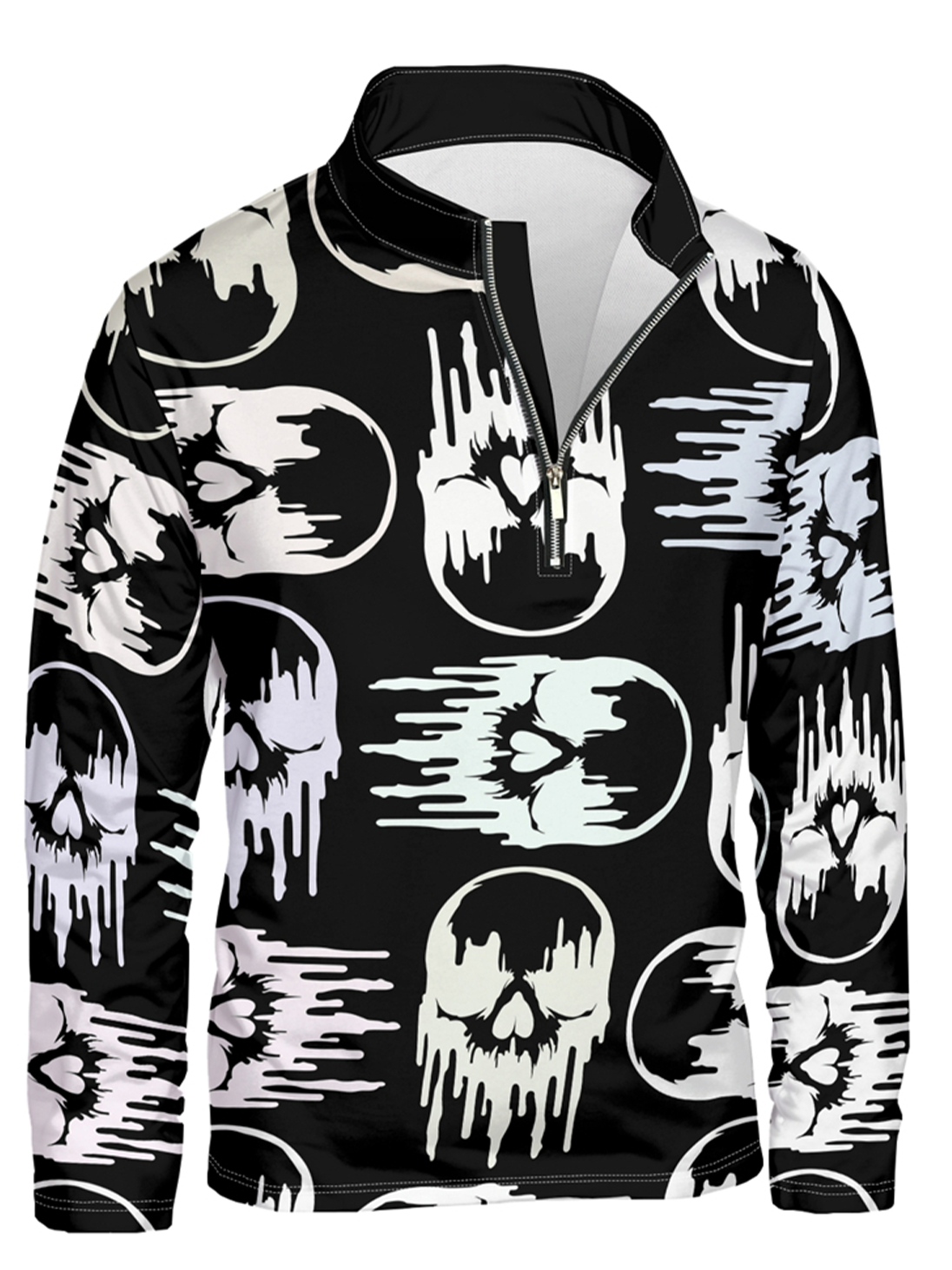 Halloween Abstract Skull Half-zip Pullover Sweatshirt