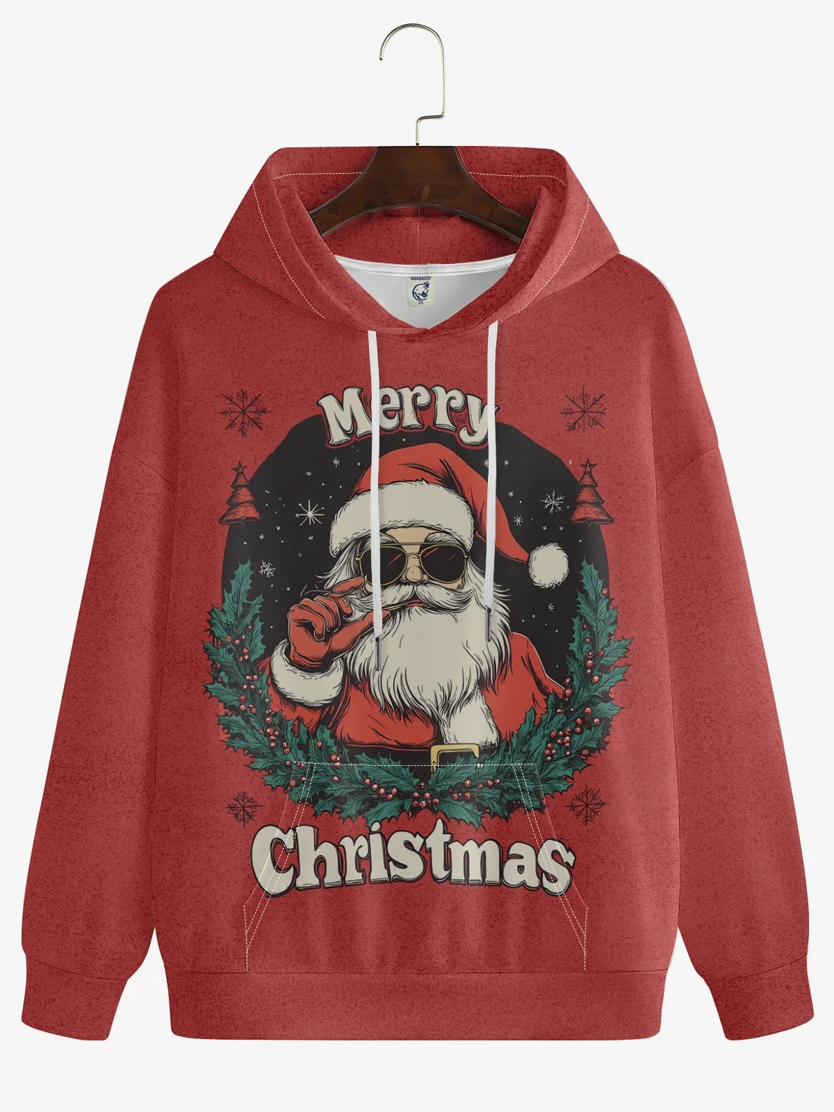 Vintage Santa Claus Illustration Hoodie Sweatshirt