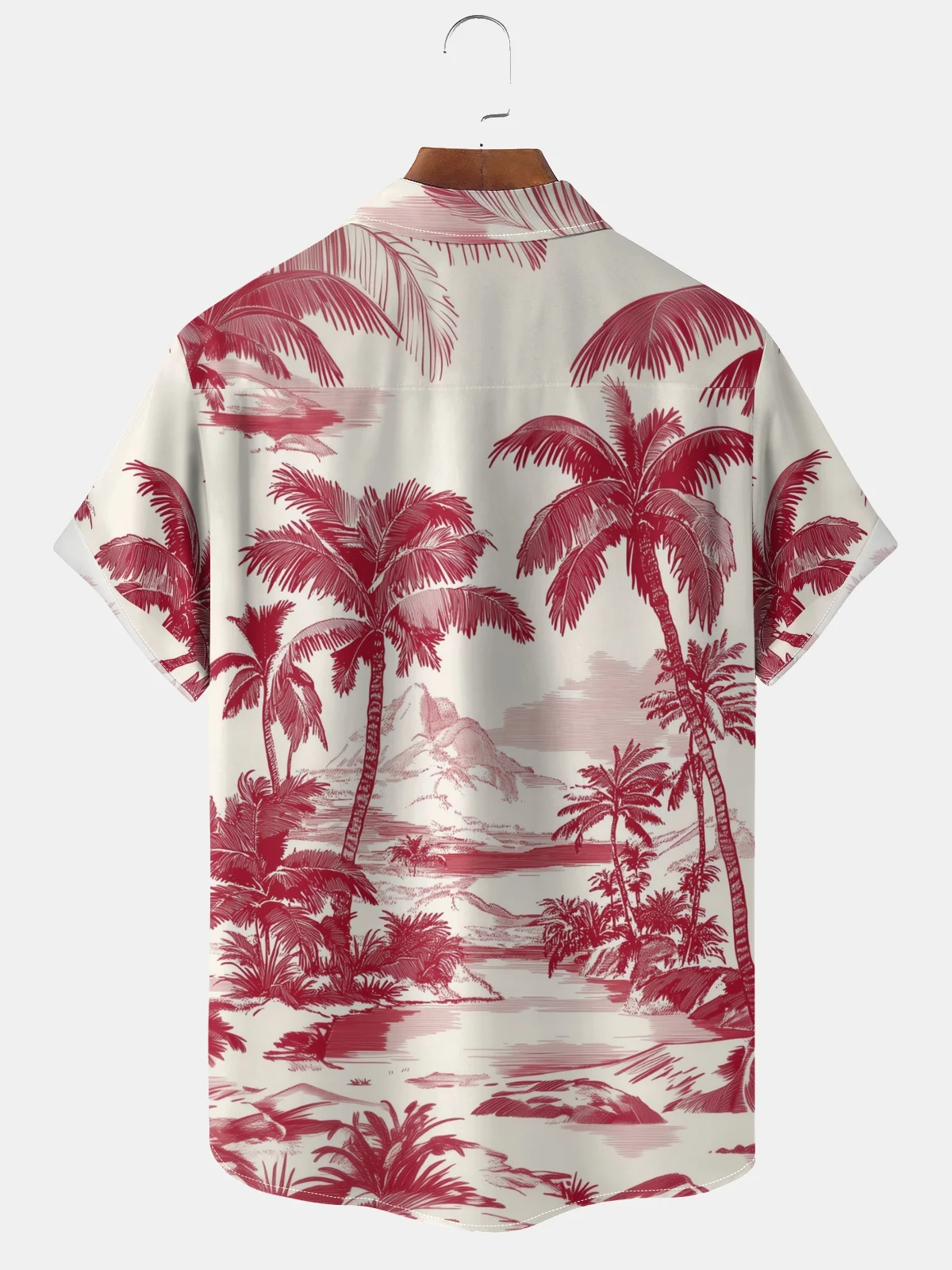 Moisture-wicking Art Vintage Island Coconut Tree Print Chest Pocket Hawaiian Shirt