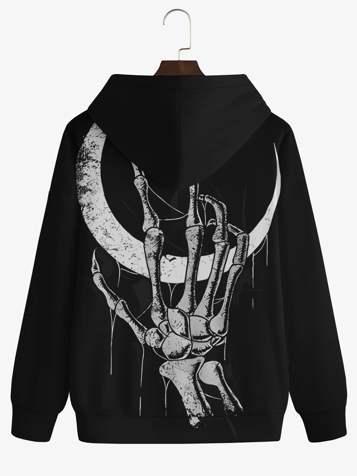 Halloween Skeleton Hand Picking the Moon Hoodie Sweatshirt