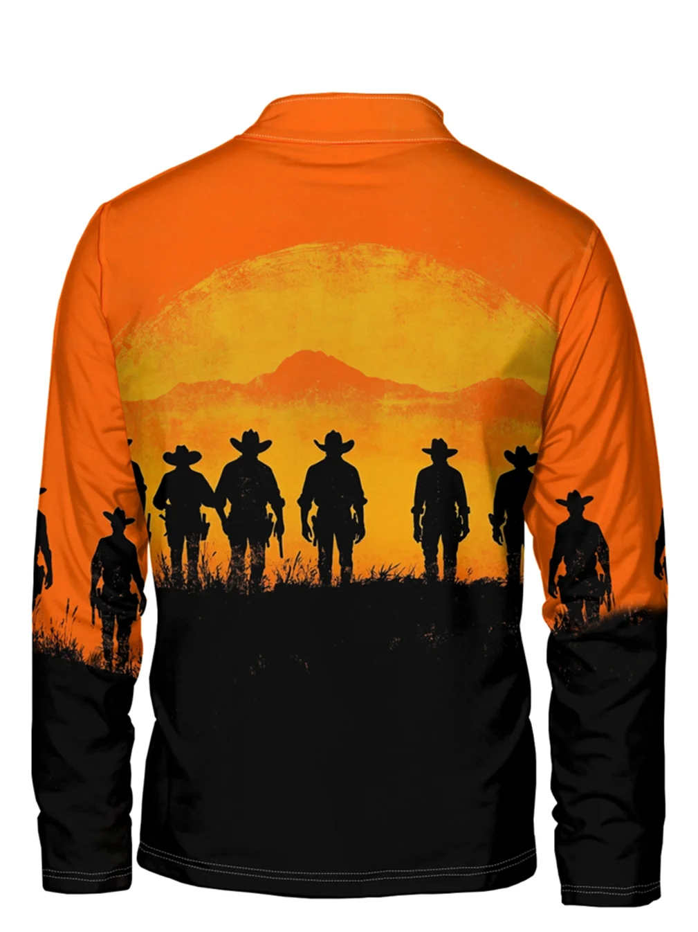 Colorblock Art Western Cowboy Half-zip Pullover Sweatshirt