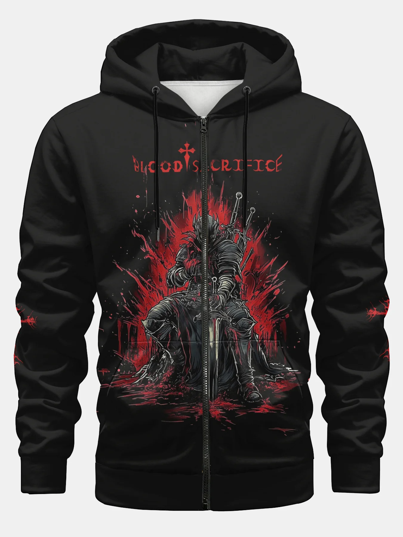 Dark Knight Illustration Zipper Hoodie Sweatshirt