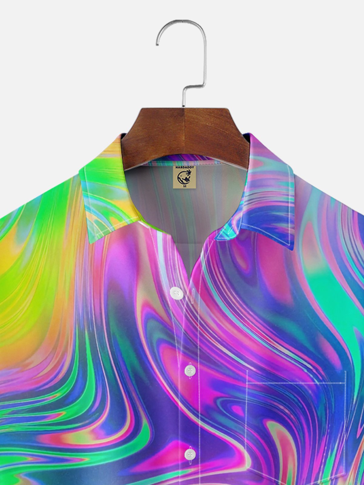 Moisture-wicking Abstract Gradient Stripe Chest Pocket Hawaiian Shirt