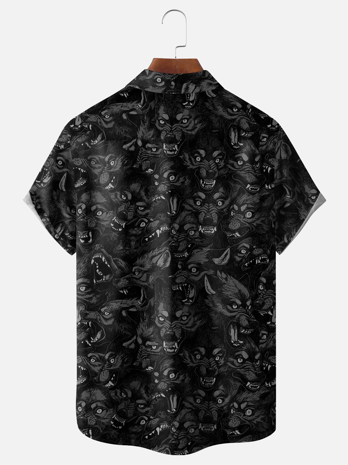 Moisture-wicking Abstract Gradient Halloween Ghost Chest Pocket Bowling Shirt