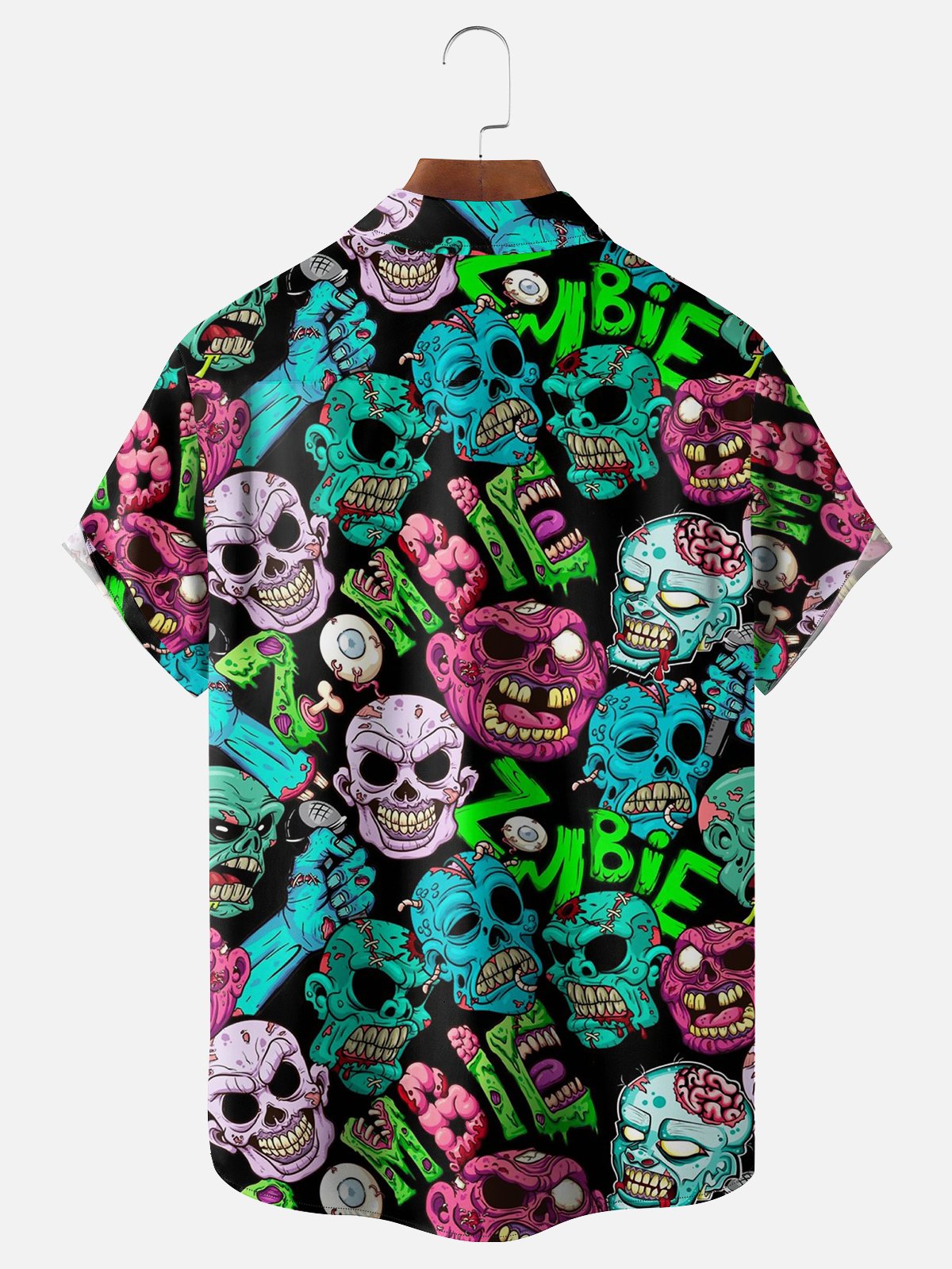 Moisture-wicking Halloween Skull Chest Pocket Casual Shirt