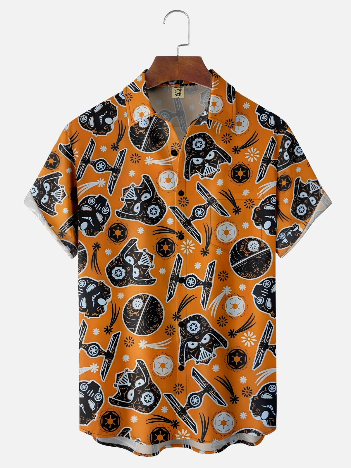 Moisture-wicking Halloween Skull Chest Pocket Casual Shirt