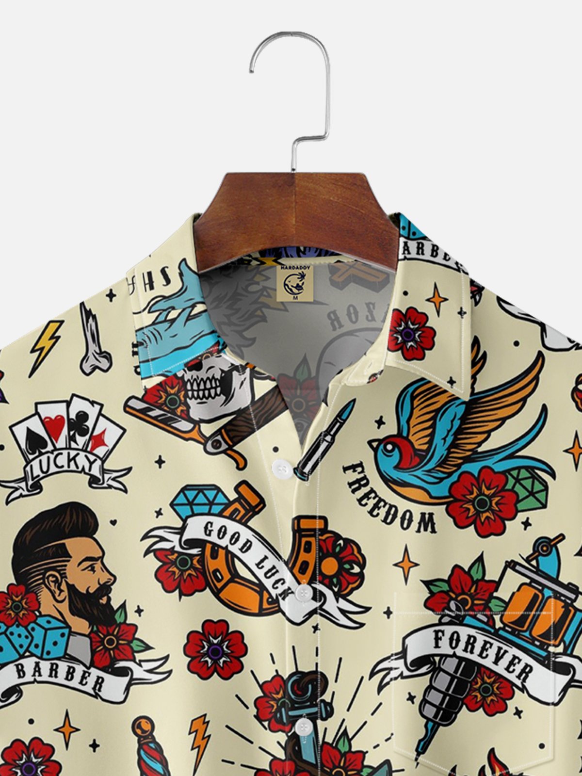 Moisture-wicking Tattoo Art Chest Pocket Casual Shirt