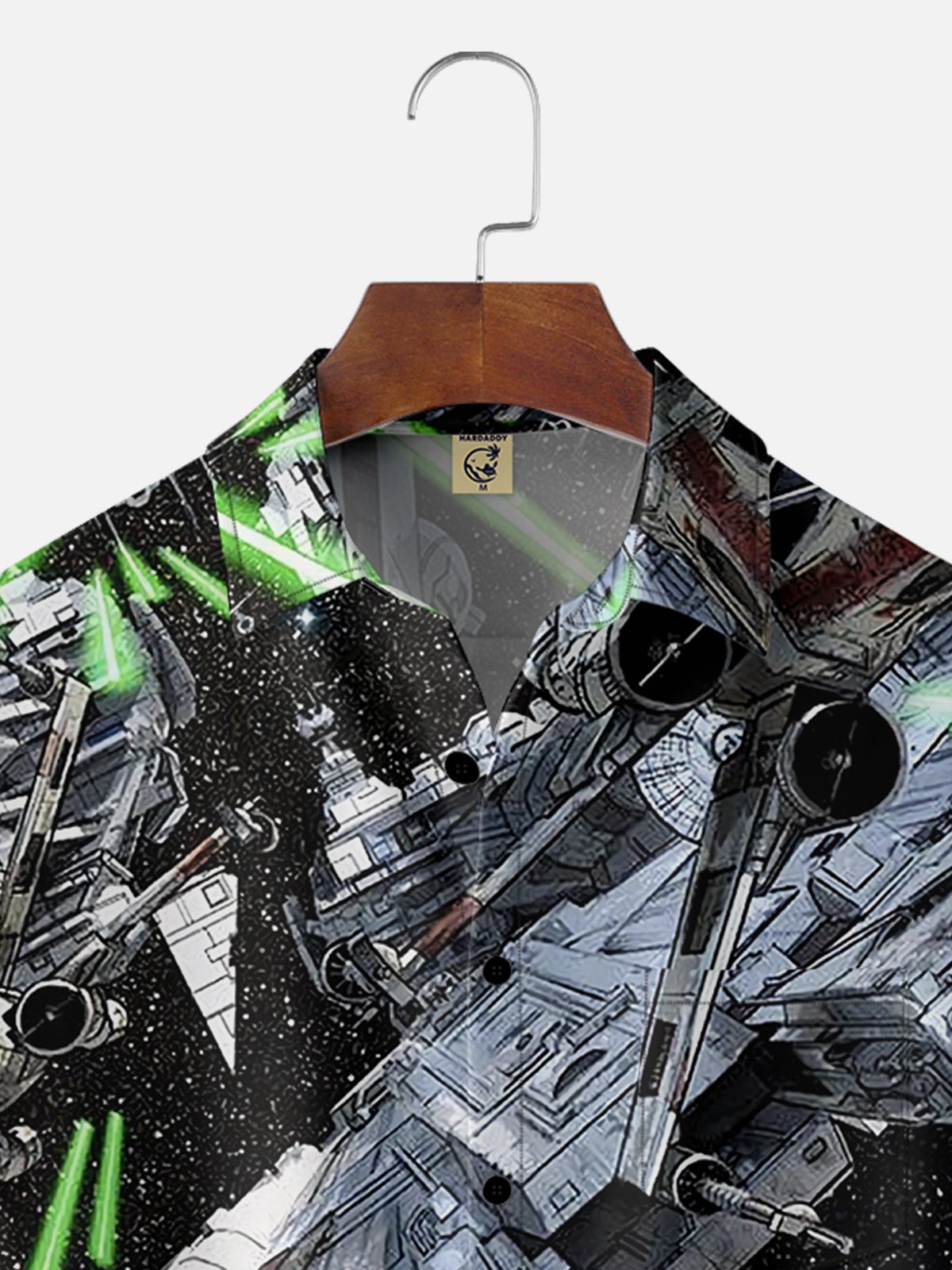 Moisture-wicking Spaceship Battle Chest Pocket Hawaiian Shirt