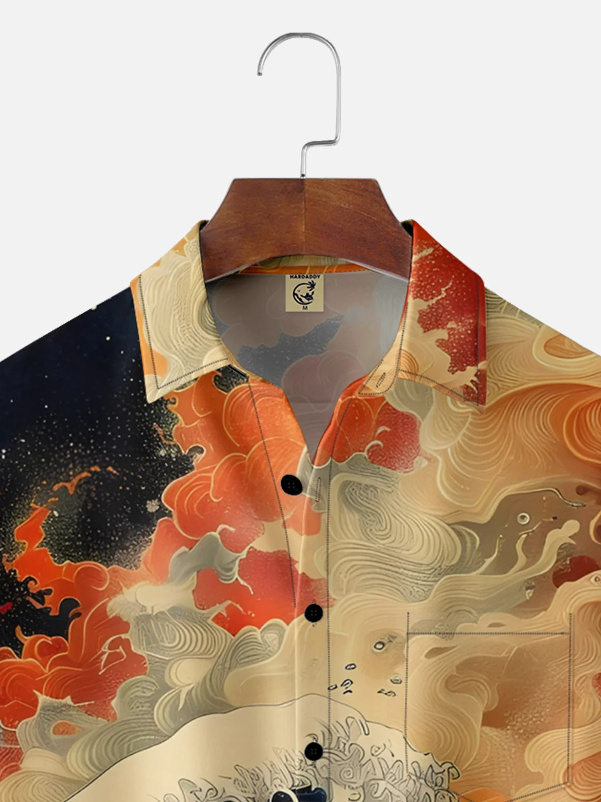 Moisture-wicking Ukiyoe Wave Chest Pocket Casual Shirt