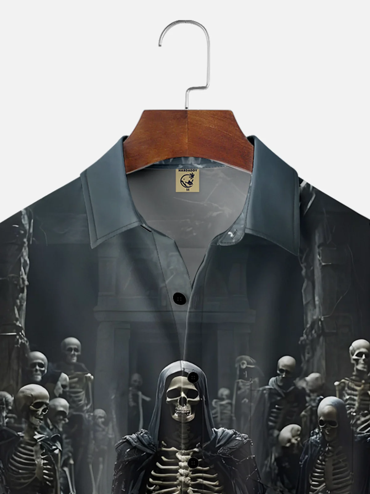 Moisture-wicking Halloween Skull Chest Pocket Casual Shirt