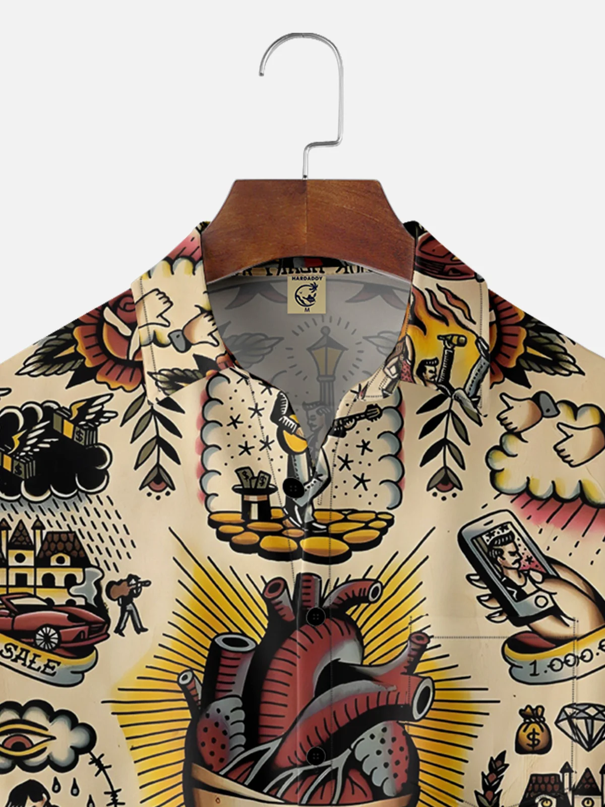 Moisture-wicking Tattoo Art Chest Pocket Casual Shirt