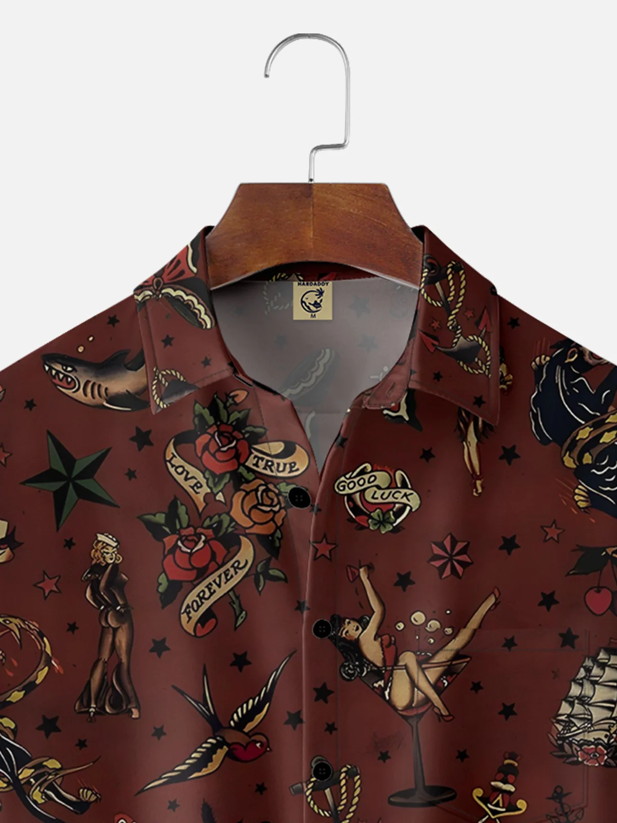 Moisture-wicking Tattoo Art Chest Pocket Casual Shirt