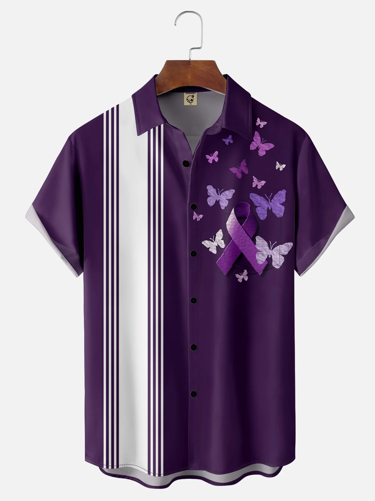 Moisture-wicking Alzheimer's Day Chest Pocket Bowling Shirt